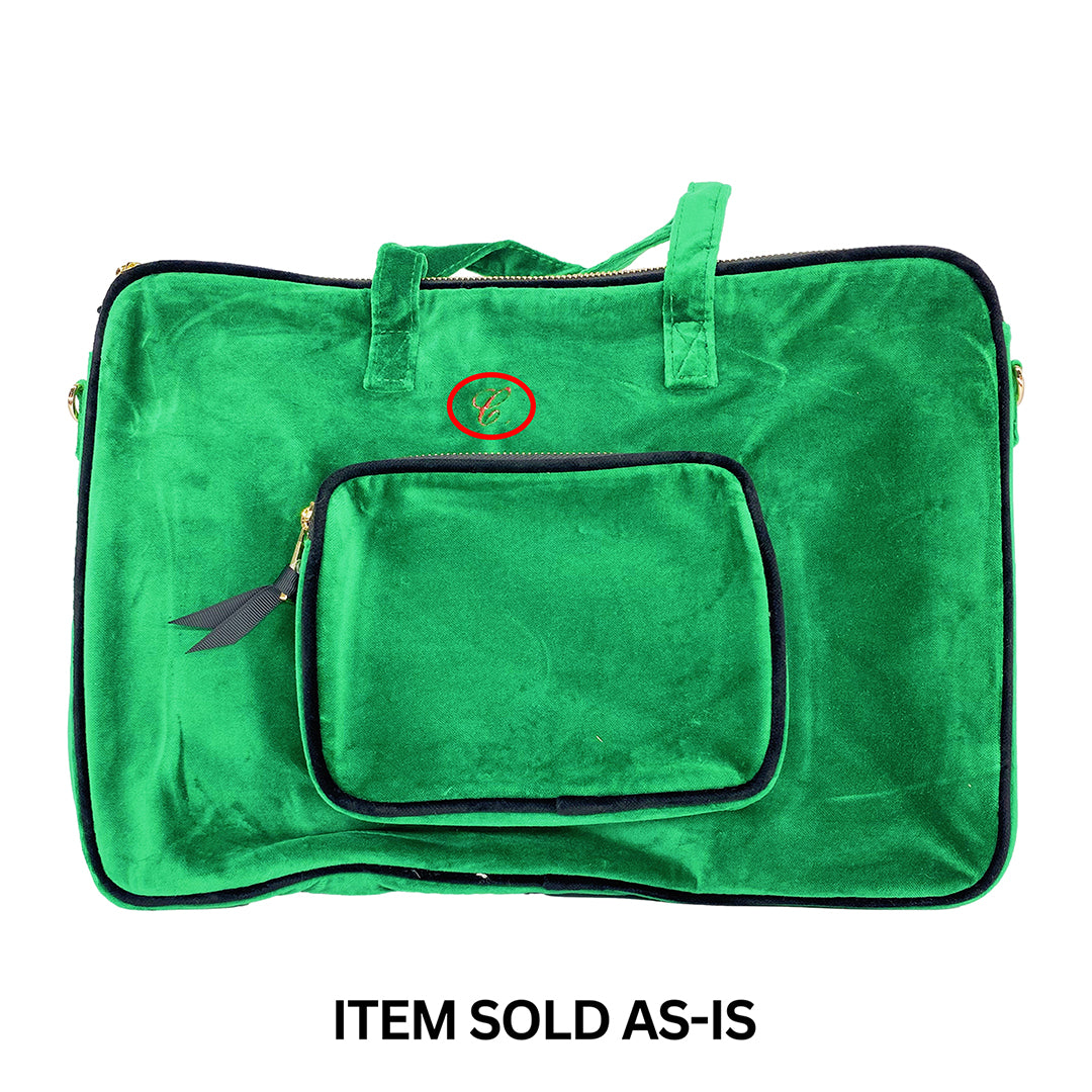 SALES BIN - Laptoptas 15", handvat en opladervak, groen fluweel