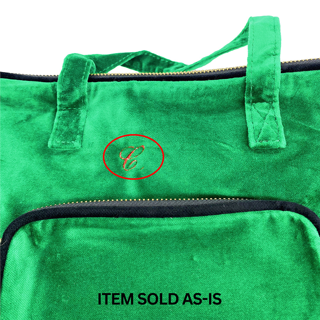 SALES BIN - Maletín para portátil de 15", asa y bolsillo para cargador, terciopelo verde