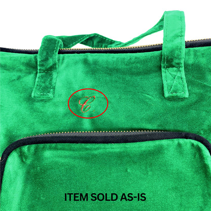 SALES BIN - Maletín para portátil de 15", asa y bolsillo para cargador, terciopelo verde