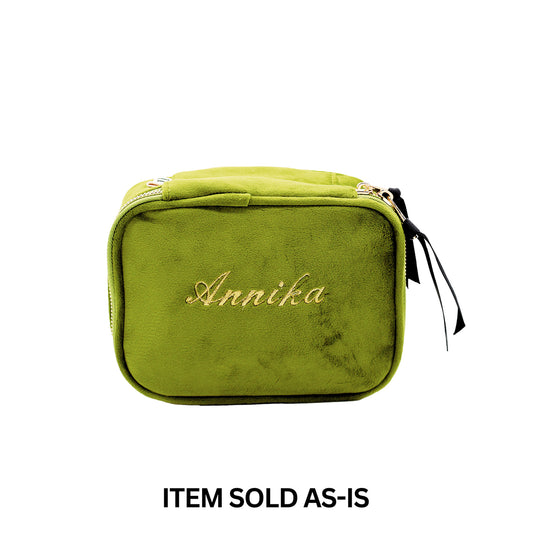 SALES BIN - Cosmetics & Trinket Box Small – Eco Velvet – Green