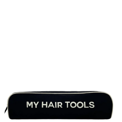 Black Bag-all hair styling tools travel case with white text My Hair Tools for Dyson Airwrap and accessories