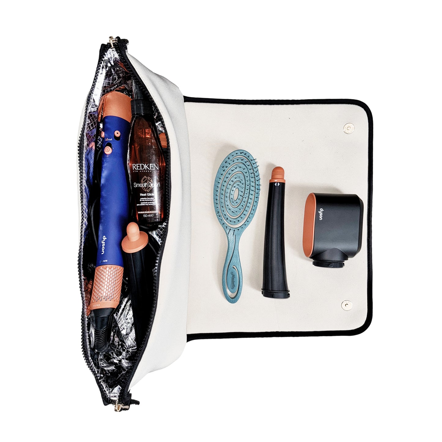 Astuccio da viaggio per strumenti per capelli con tappetino resistente al calore, crema