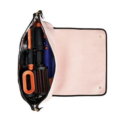 Astuccio da viaggio per strumenti per capelli con tappetino resistente al calore, rosa/rosato