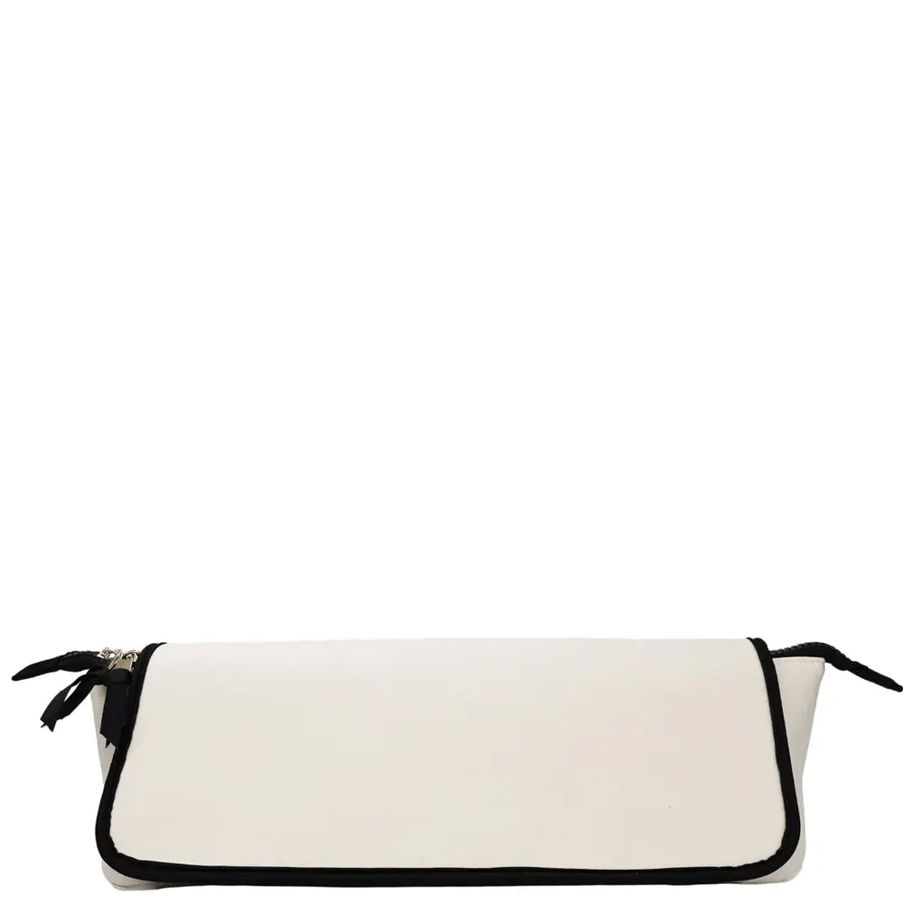 Cream Bag-all hair tools travel case with black trim and zipper, sleek design ideal for styling accessories and heat protection