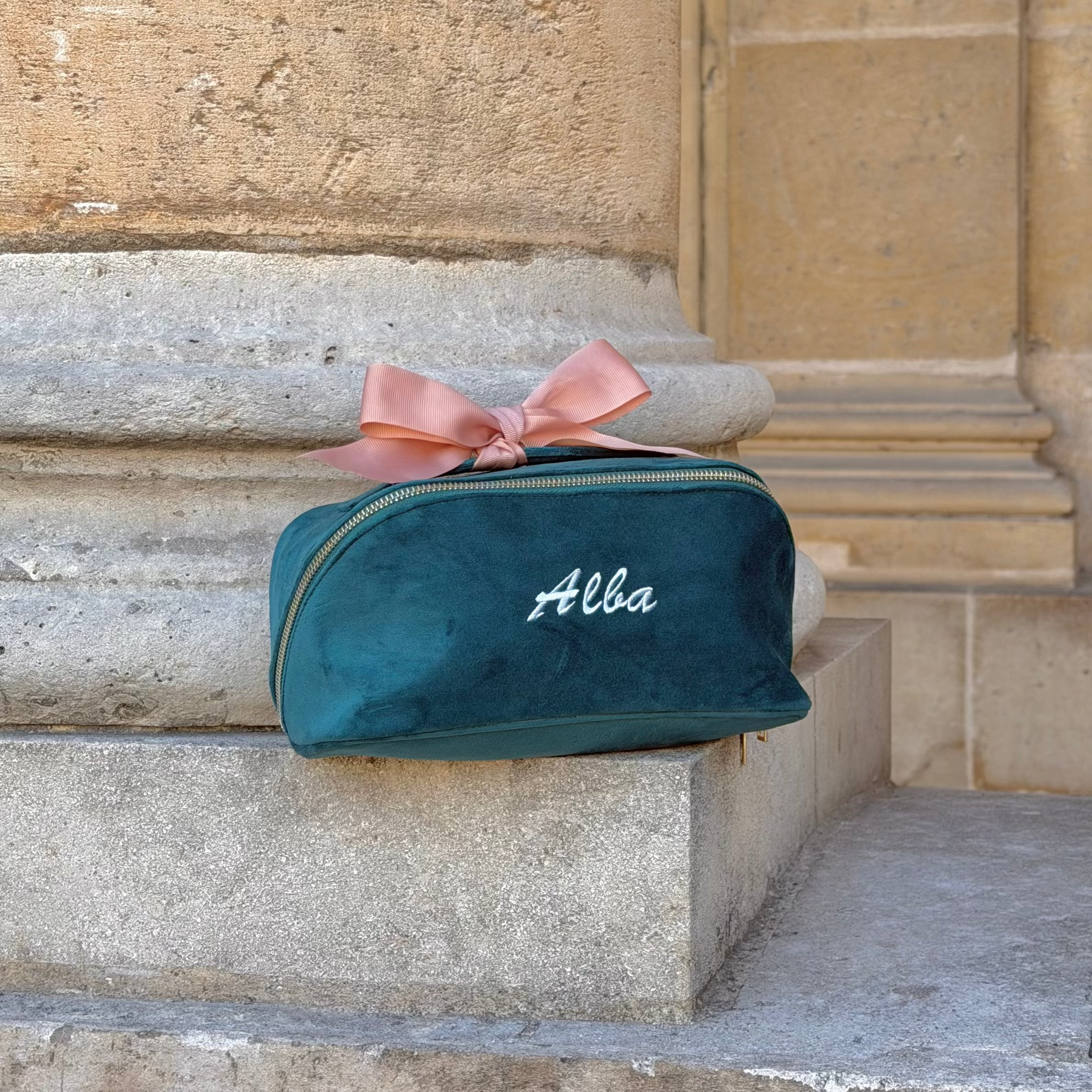 Accordion Box Makeup & Toiletry – Eco Velvet – Aqua Teal