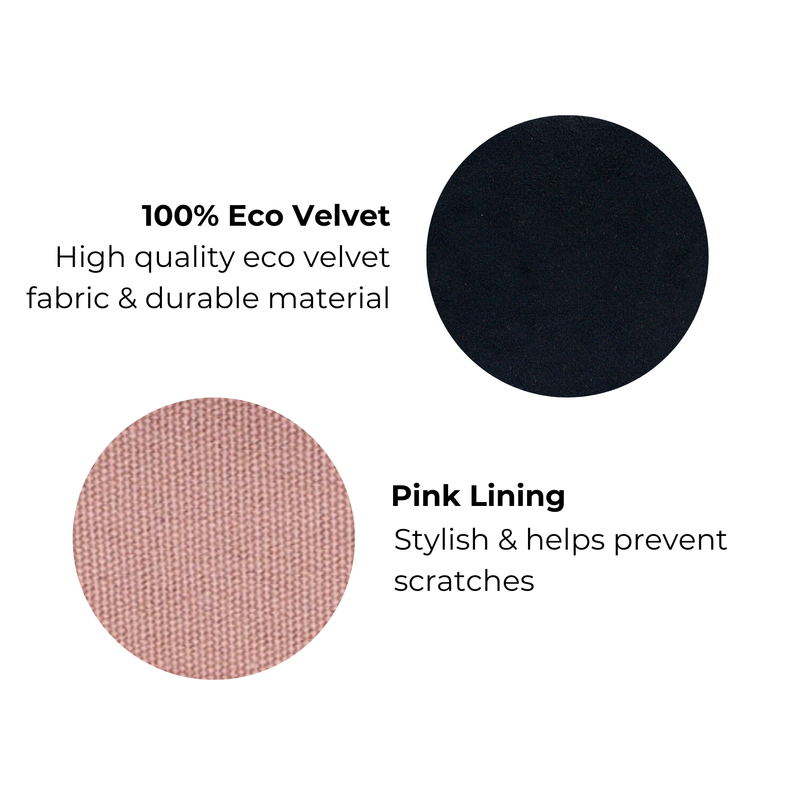 Bag-all high quality black eco velvet fabric with soft pink lining for stylish and protective jewelry storage material