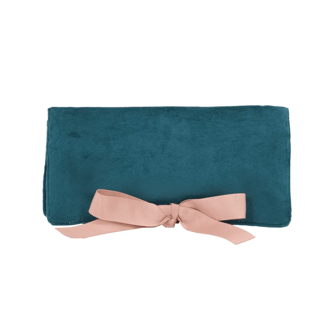 Couture Jewellery Roll, Medium – Eco Velvet – Aqua Teal by Bag-all, aqua teal velvet jewelry organizer for travel