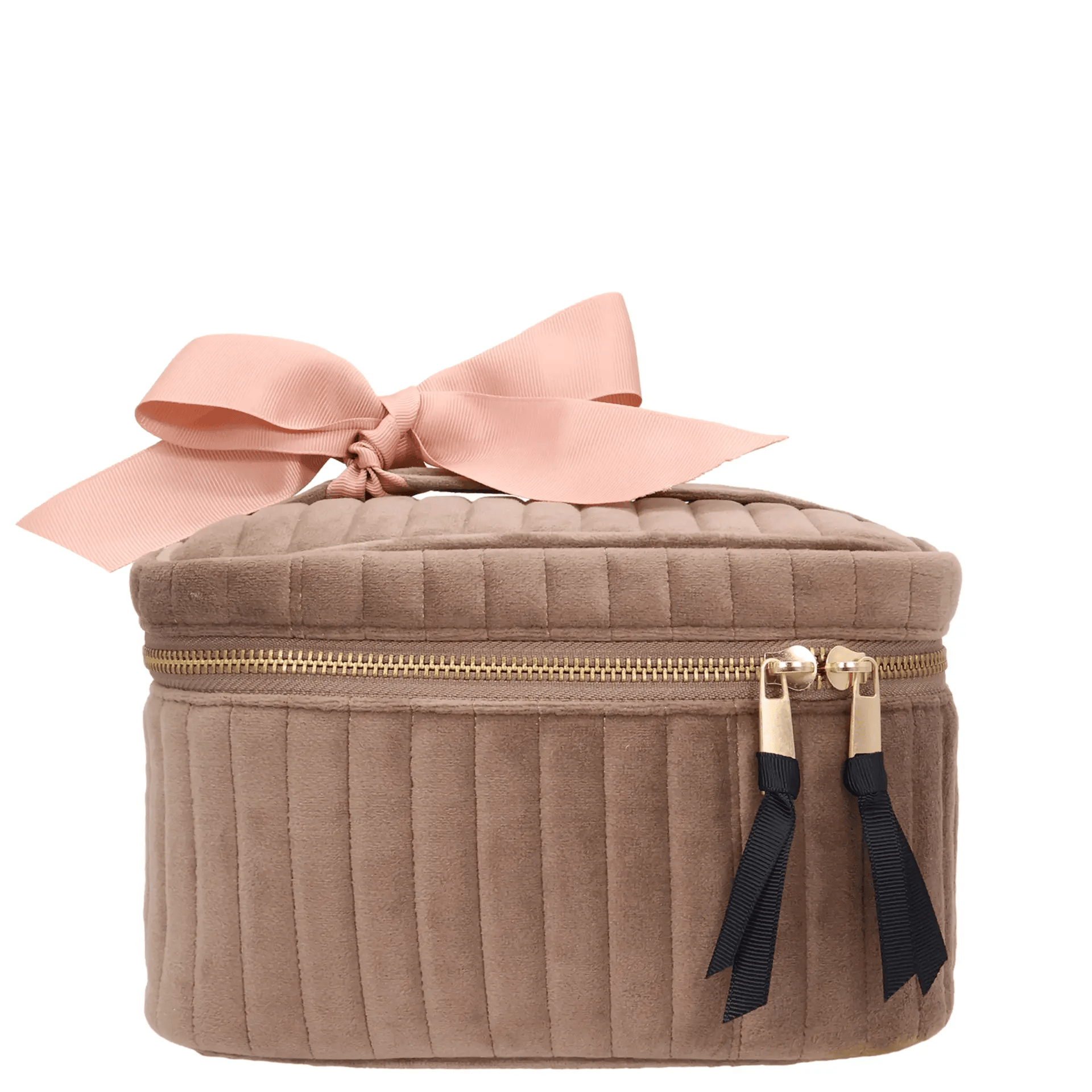 My Makeup Cosmetic Box – Quilted Eco Velvet – Latte Taupe