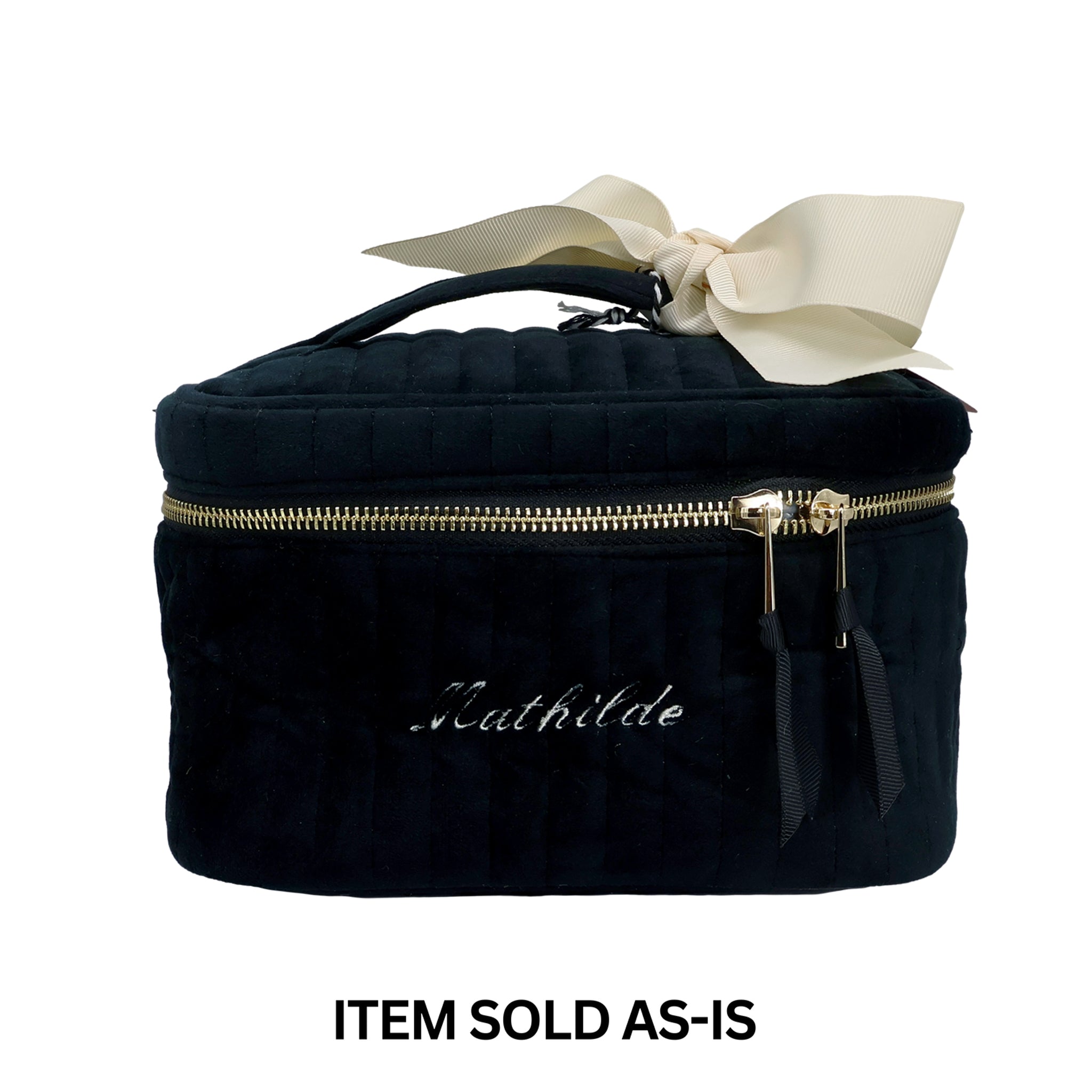 SALES BIN - Makeup Case, S – Quilted Eco Velvet – Black