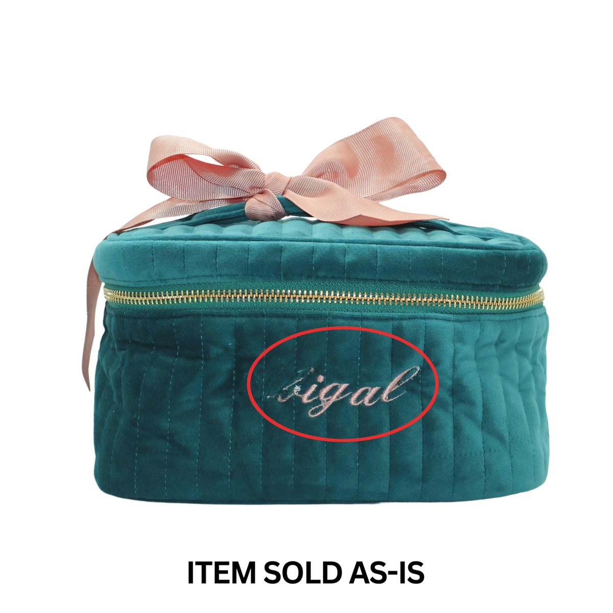 SALES BIN – My Makeup Cosmetic Box – Quilted Velvet – Aqua Teal