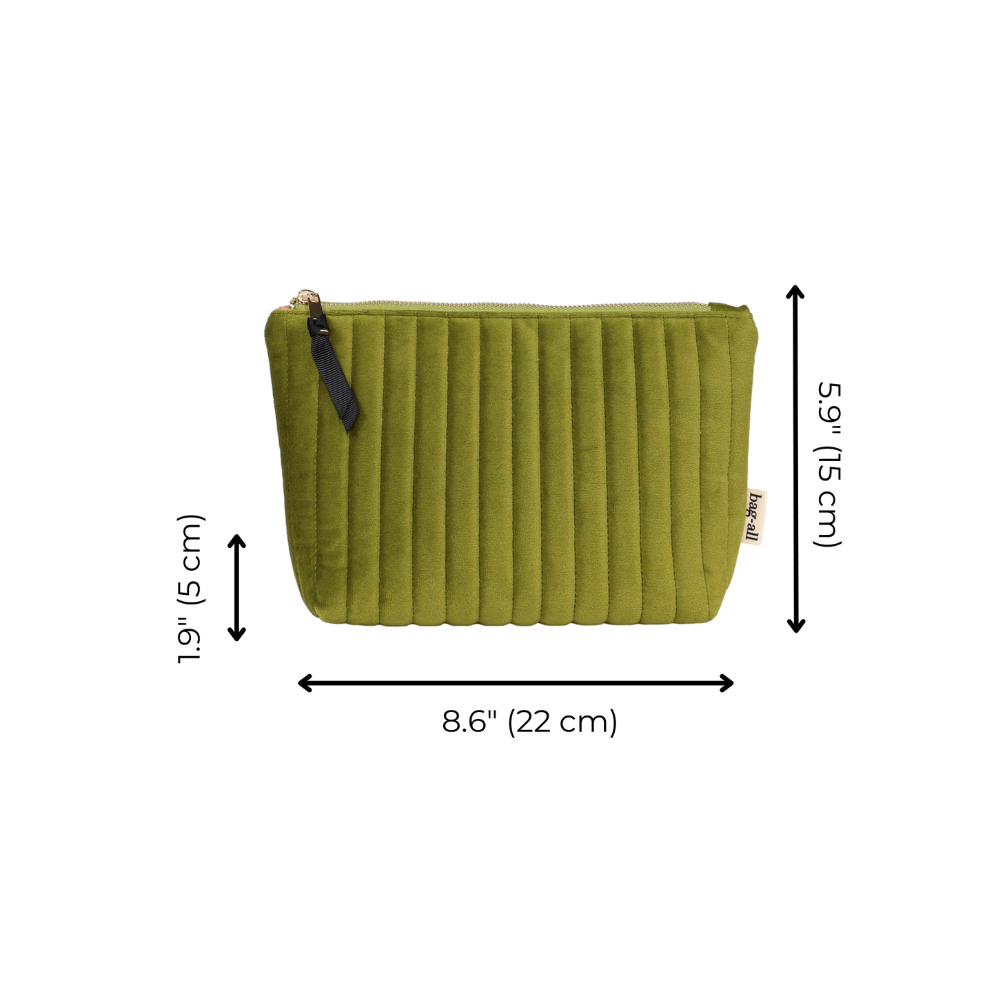 Best Makeup Bag – Quilted Eco Velvet – Green