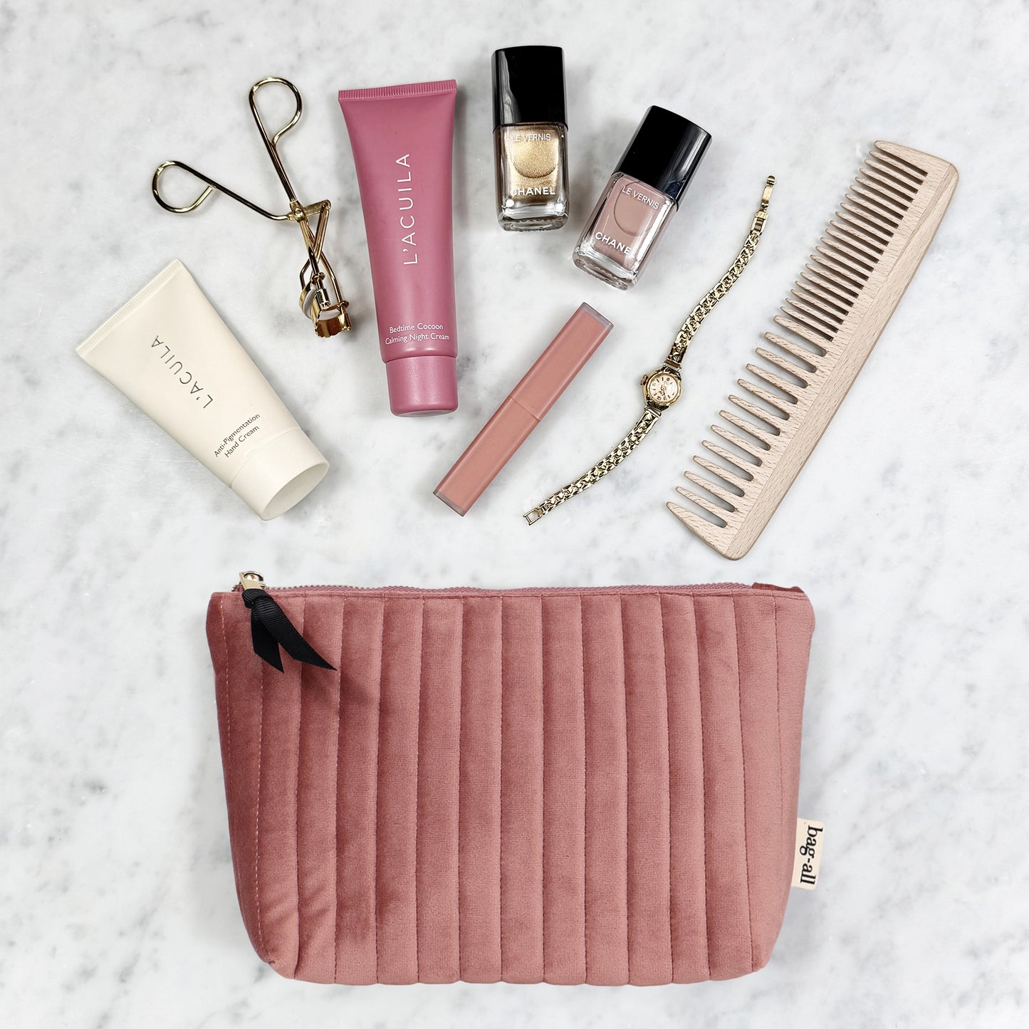 Best Makeup Bag – Quilted Eco Velvet – Pink
