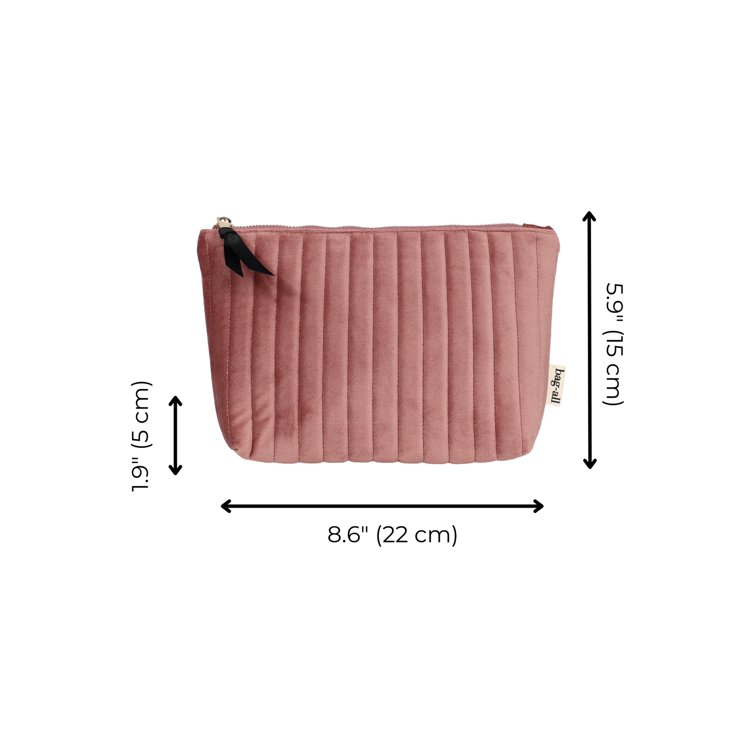 Best Makeup Bag – Quilted Eco Velvet – Pink
