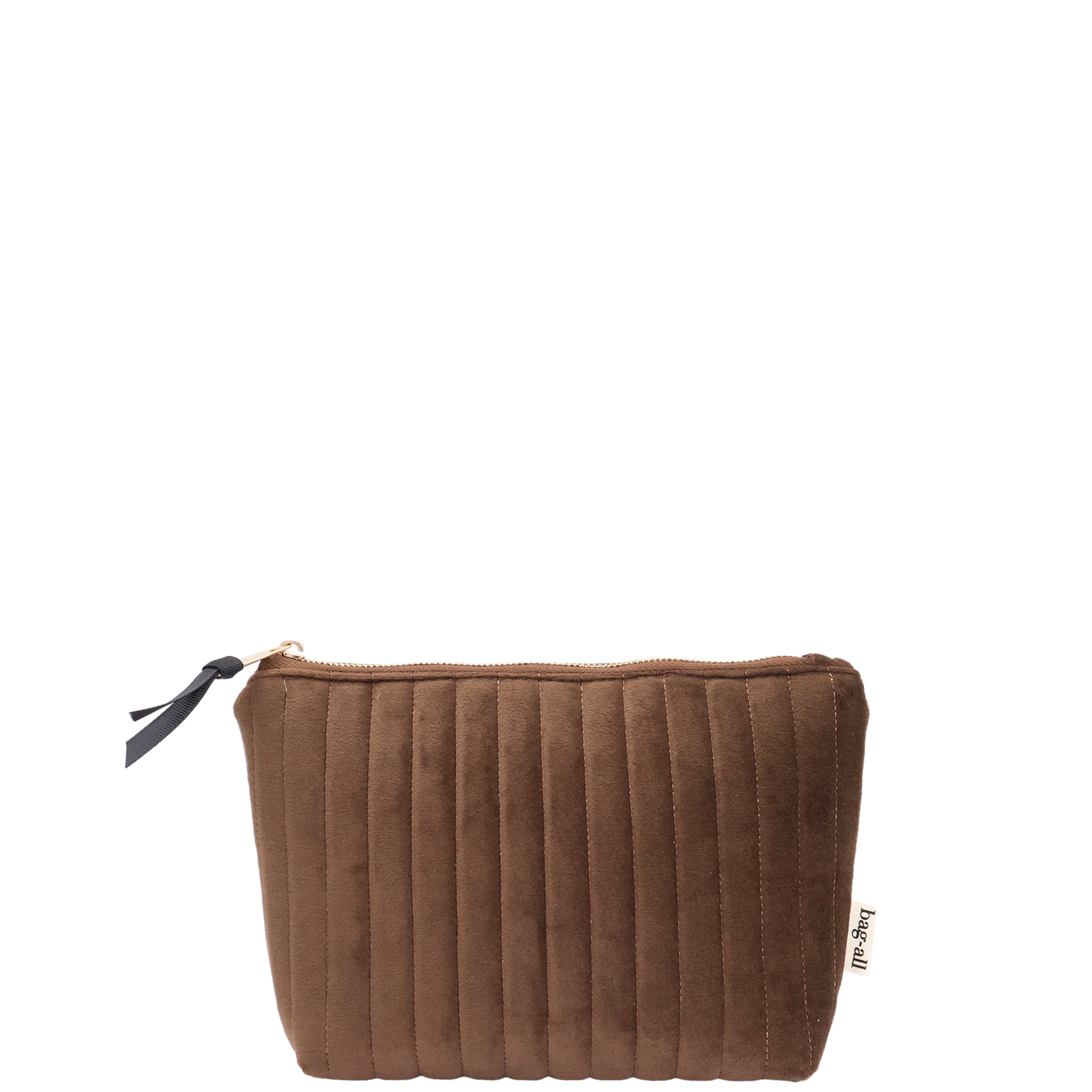 My Makeup Pouch, Coated Lining – Quilted Eco Velvet – Espresso Brown