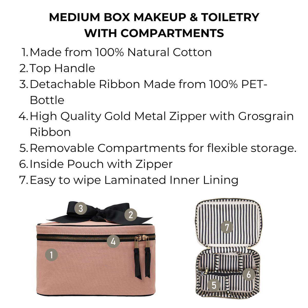 Medium Box Makeup & Toiletry with Insert Organizer – Pink/Blush