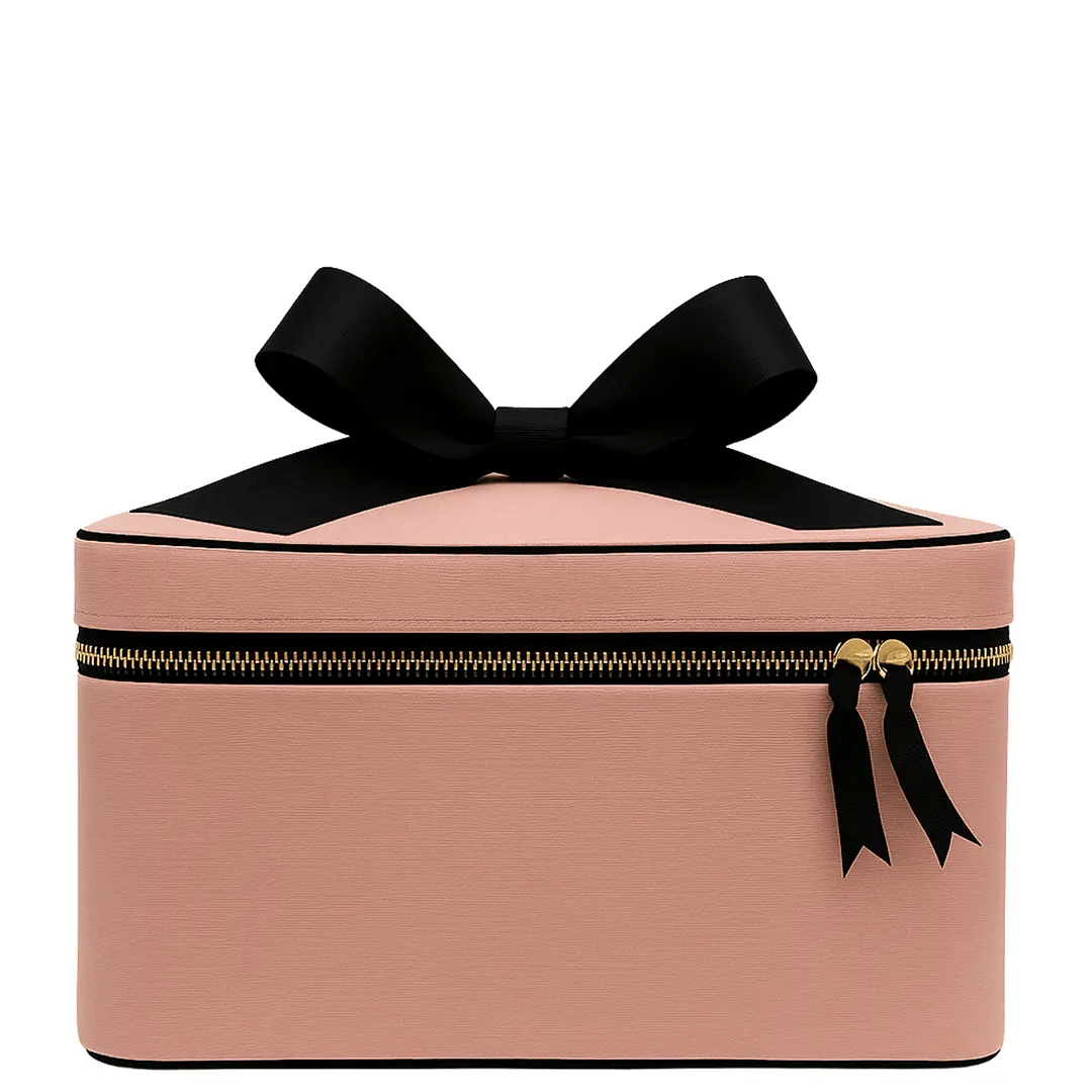 Scatola media per trucco e articoli da toeletta con organizer interno – Rosa/Rosato