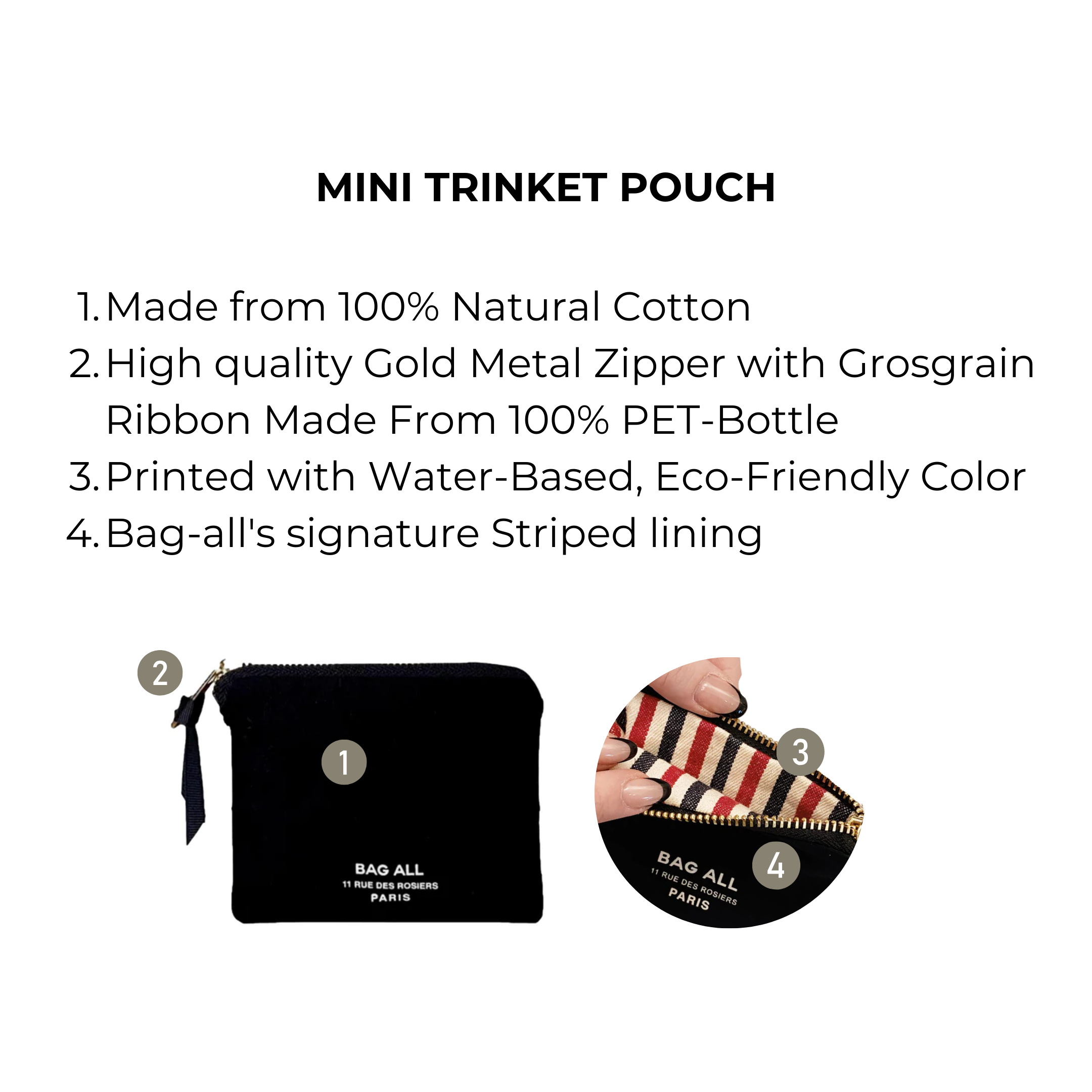 Mini Trinket Pouch, Black | Bag-all