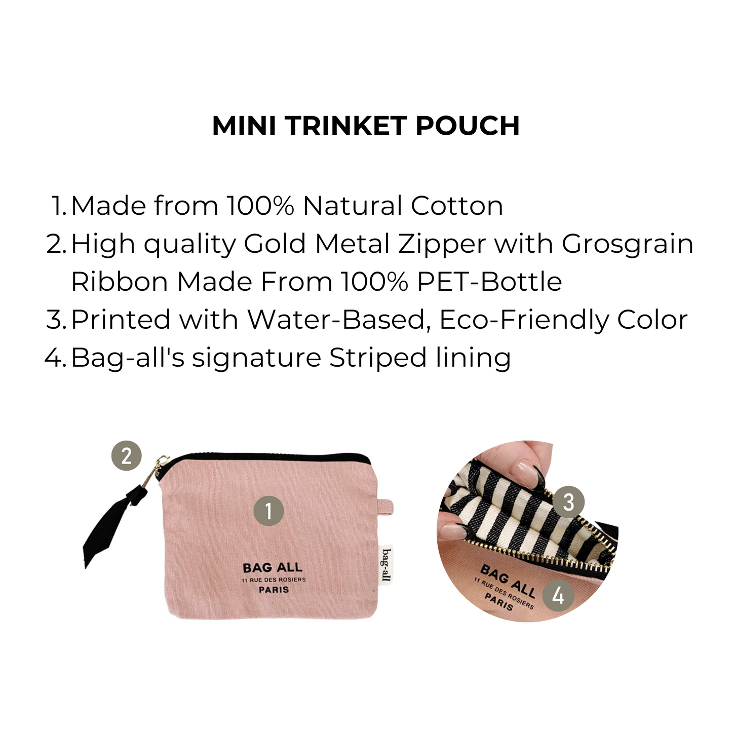 Mini Trinket Pouch, Pink/Blush | Bag-all