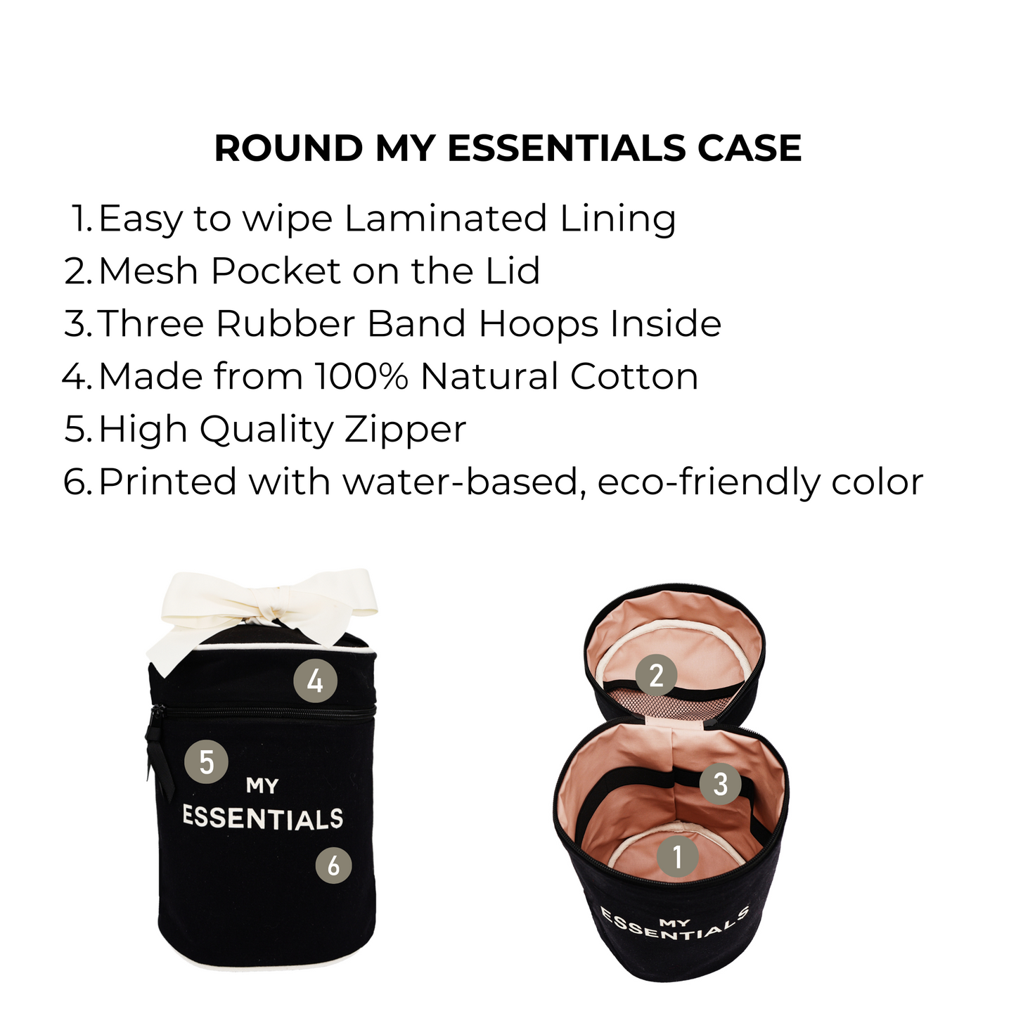 Large Round My Essentials Case, Black | Bag-all