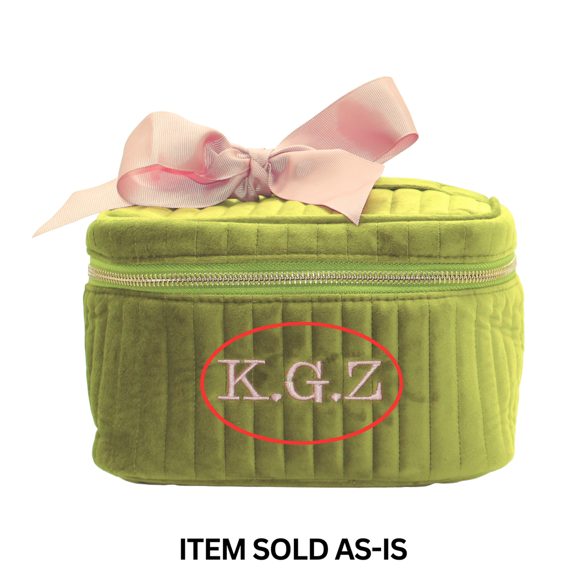 SALES BIN – My Makeup Cosmetic Box – Quilted Velvet – Matcha Green