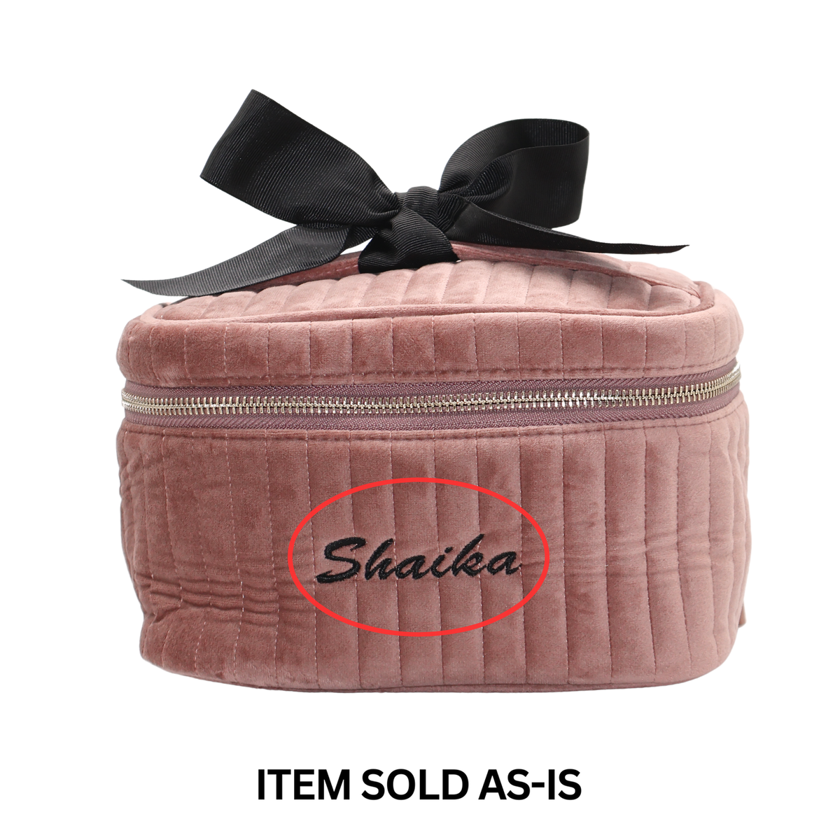 SALES BIN – My Makeup Cosmetic Box – Quilted Velvet – Blush Pink