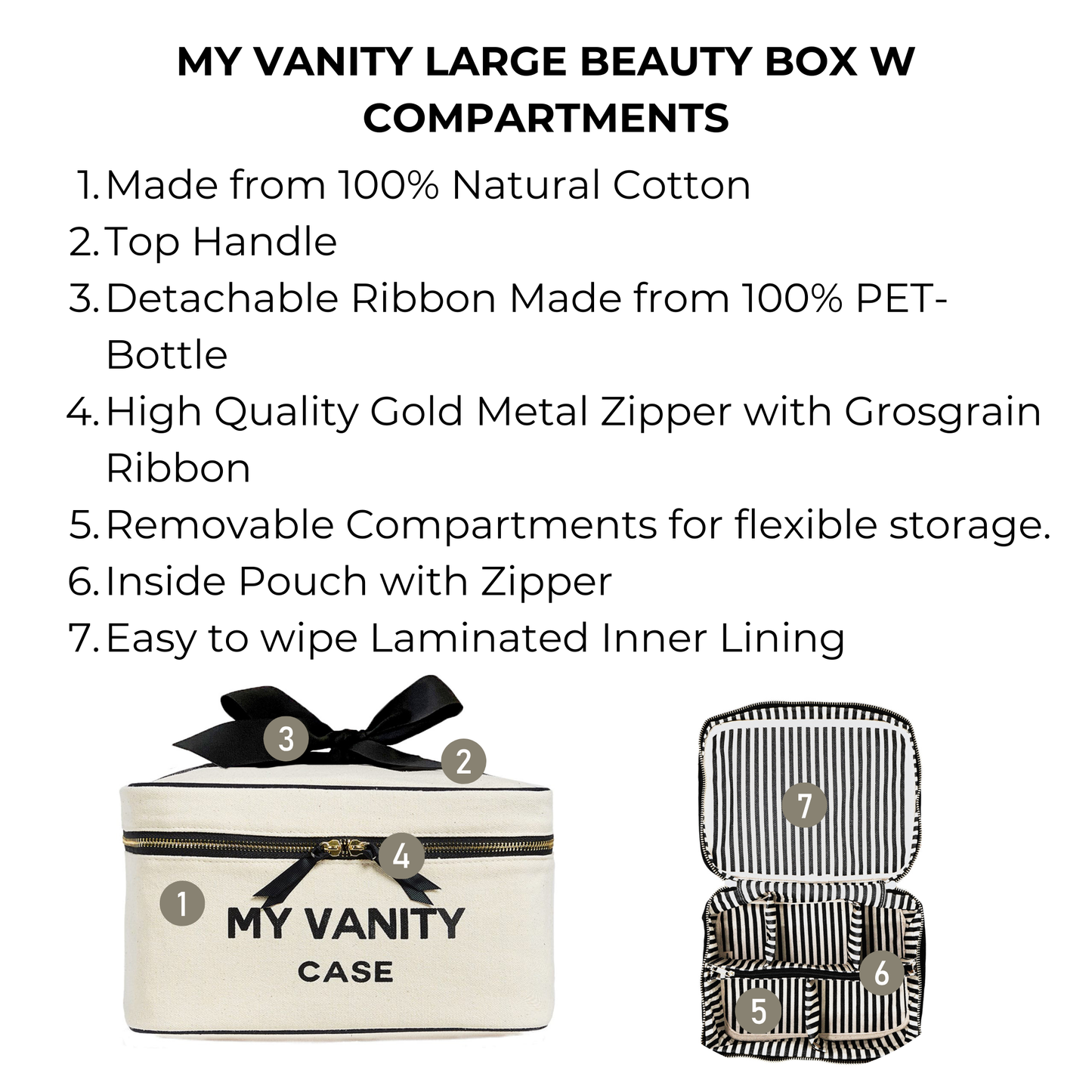 Vanity Case w Insert Organizer, Makeup & Toiletry, L – Cream