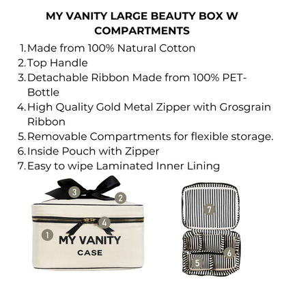 Vanity Case w Insert Organizer, Makeup & Toiletry, L – Cream