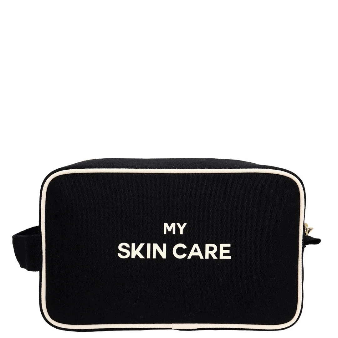 My Skin Care – Organizing Pouch with White Piping – Black