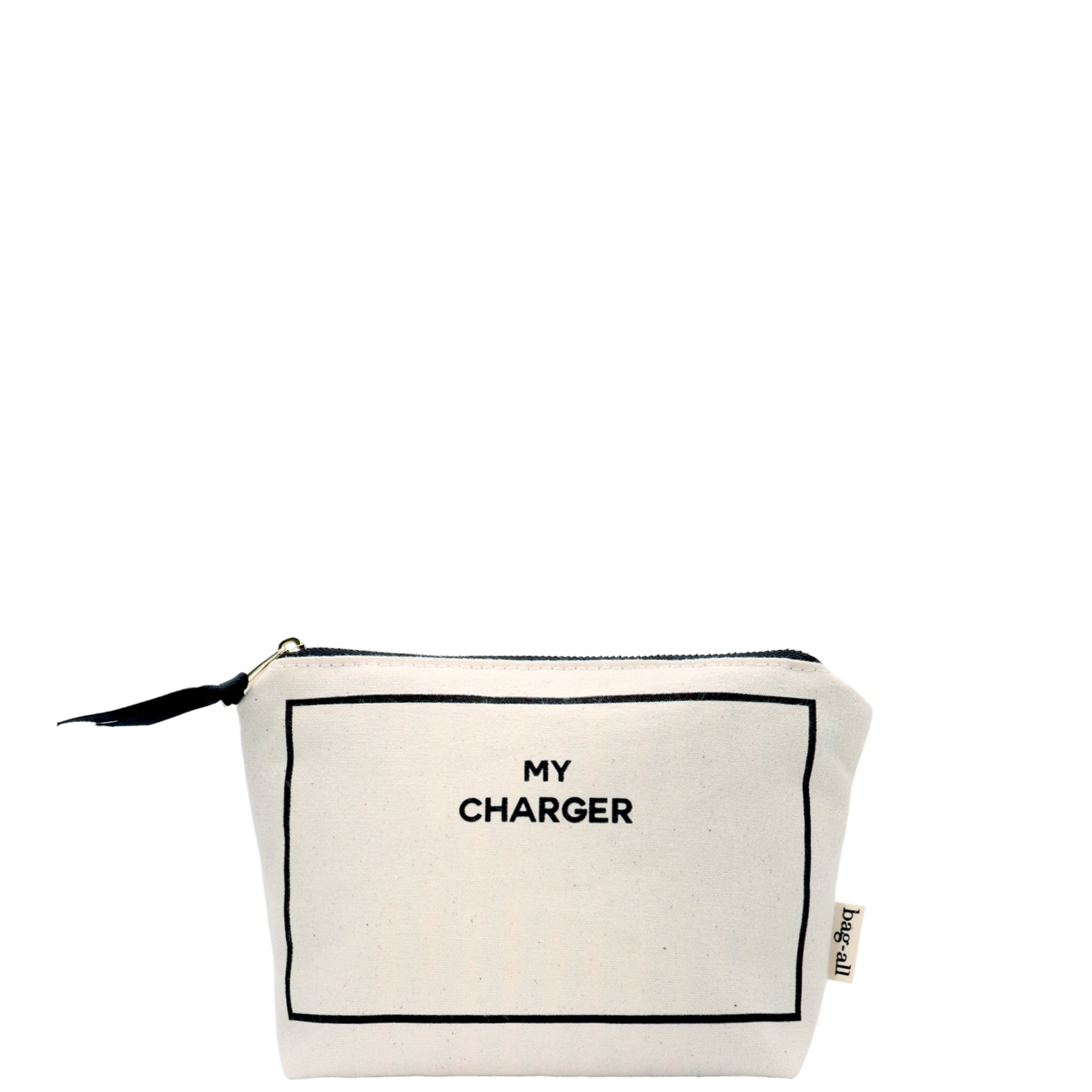 Charger Pouch, My Charger – Cream by Bag-all, Paris-designed cotton bag for personalized, stylish travel organization of chargers and small accessories.