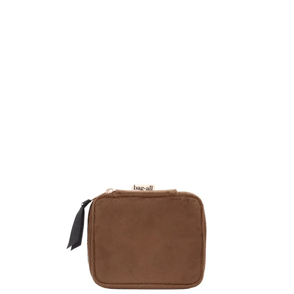 Cute Jewellery Box, Monogrammable – Velvet – Espresso Brown Bag-all velvet jewelry travel organizer