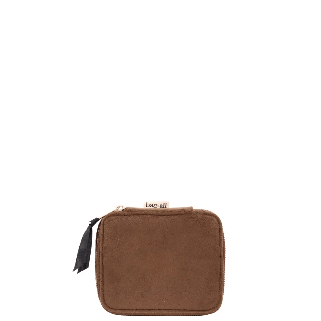 Caixa de Joias Adorável, Personalizável com Monograma – Eco Veludo – Espresso Brown