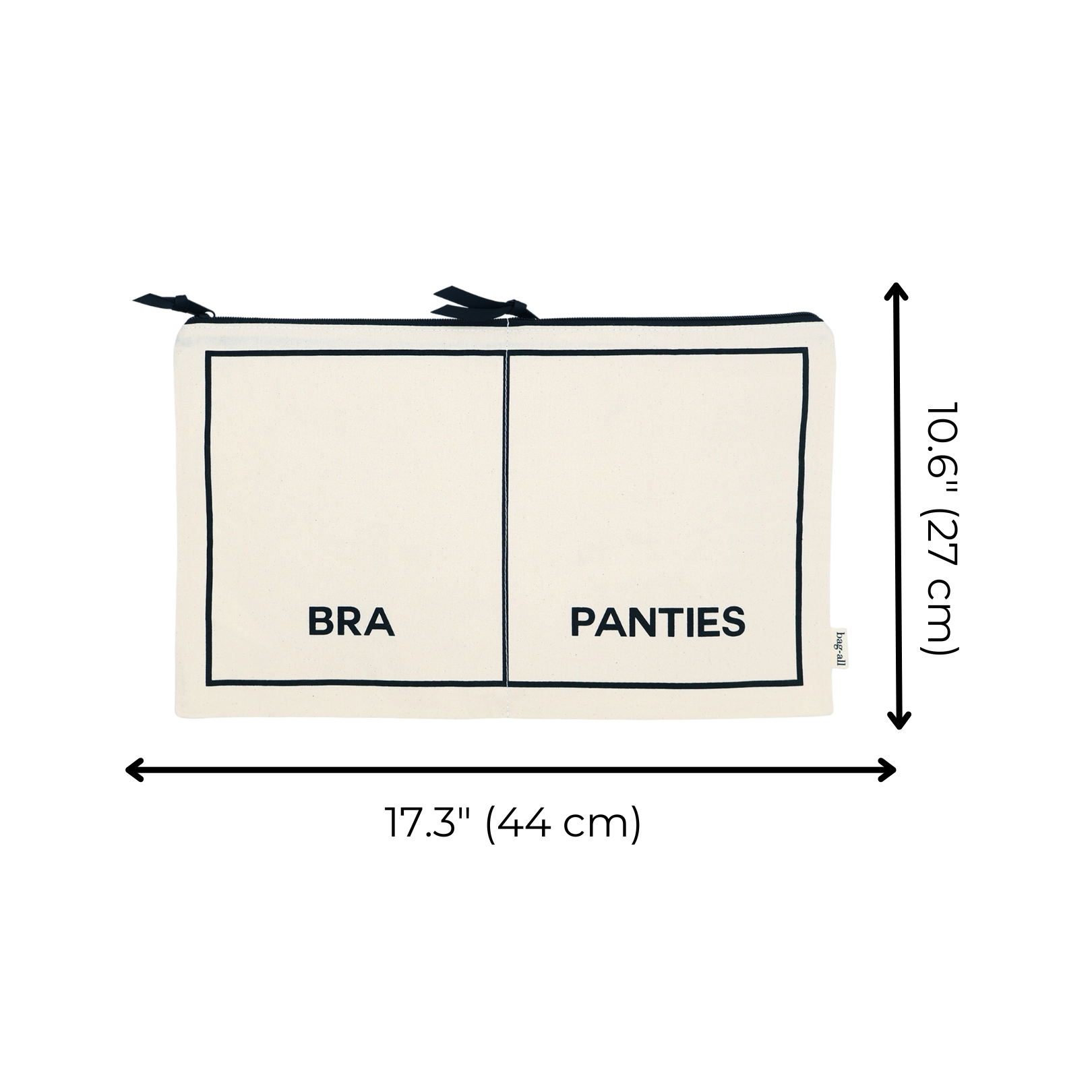 Bag-all cream double underwear organizer with separate bra and panties compartments for neat storage and travel convenience