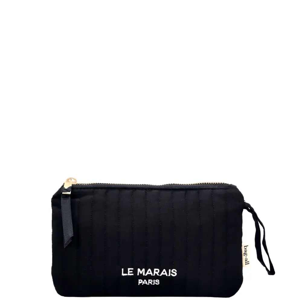 Bag-all Le Marais Pouch – Quilted Black Paris-designed pouch for stylish travel organization