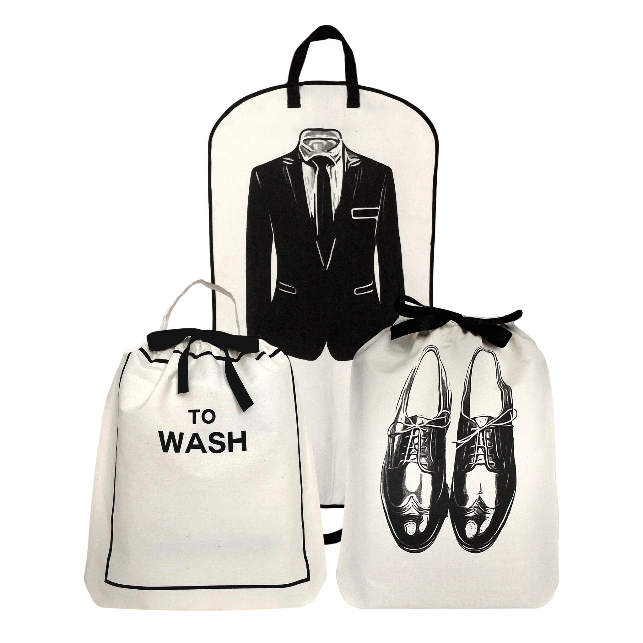 Deal Gift Set, His Favorites 3-pack Cream features stylish cotton bags for travel organization, including suit, shoe, and laundry designs by Bag-all Paris.