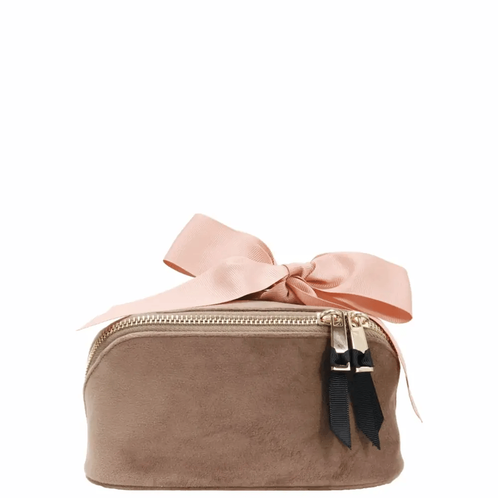 Petite Accordion Makeup Case – Velvet – Latte Taupe