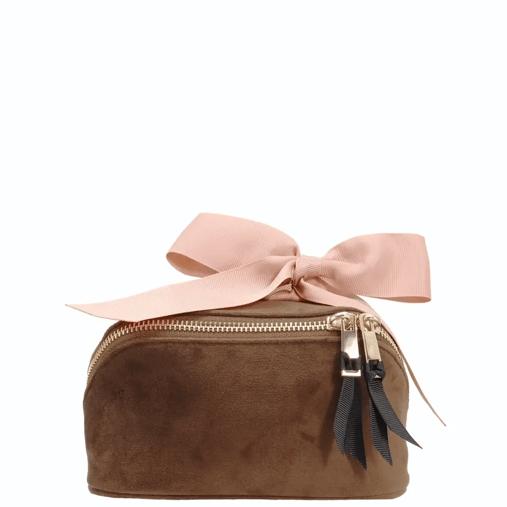 Petite Accordion Makeup Case – Velvet – Espresso Brown