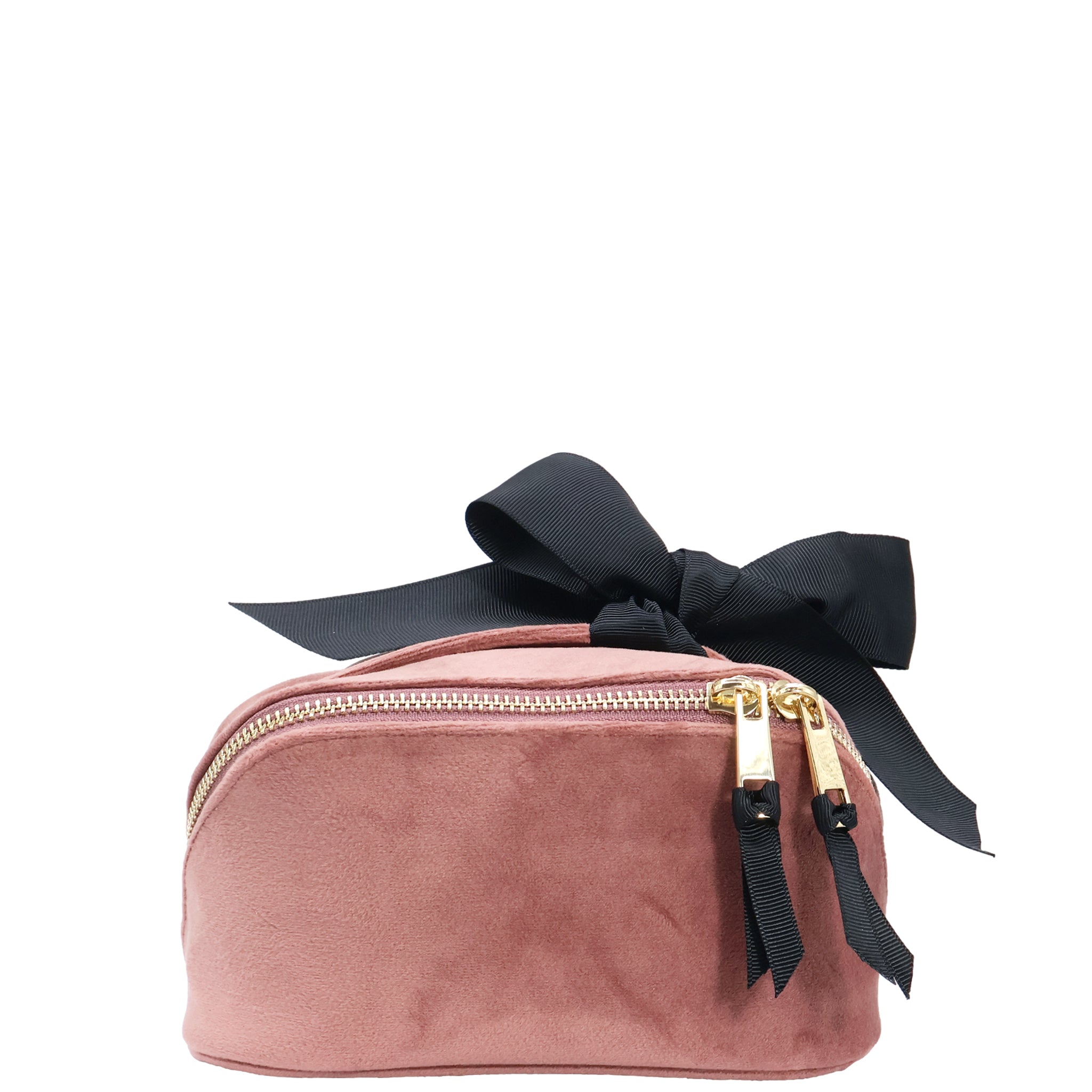 Kleine Akkordeon-Make-up-Tasche – Öko-Samt – Blush Rosa