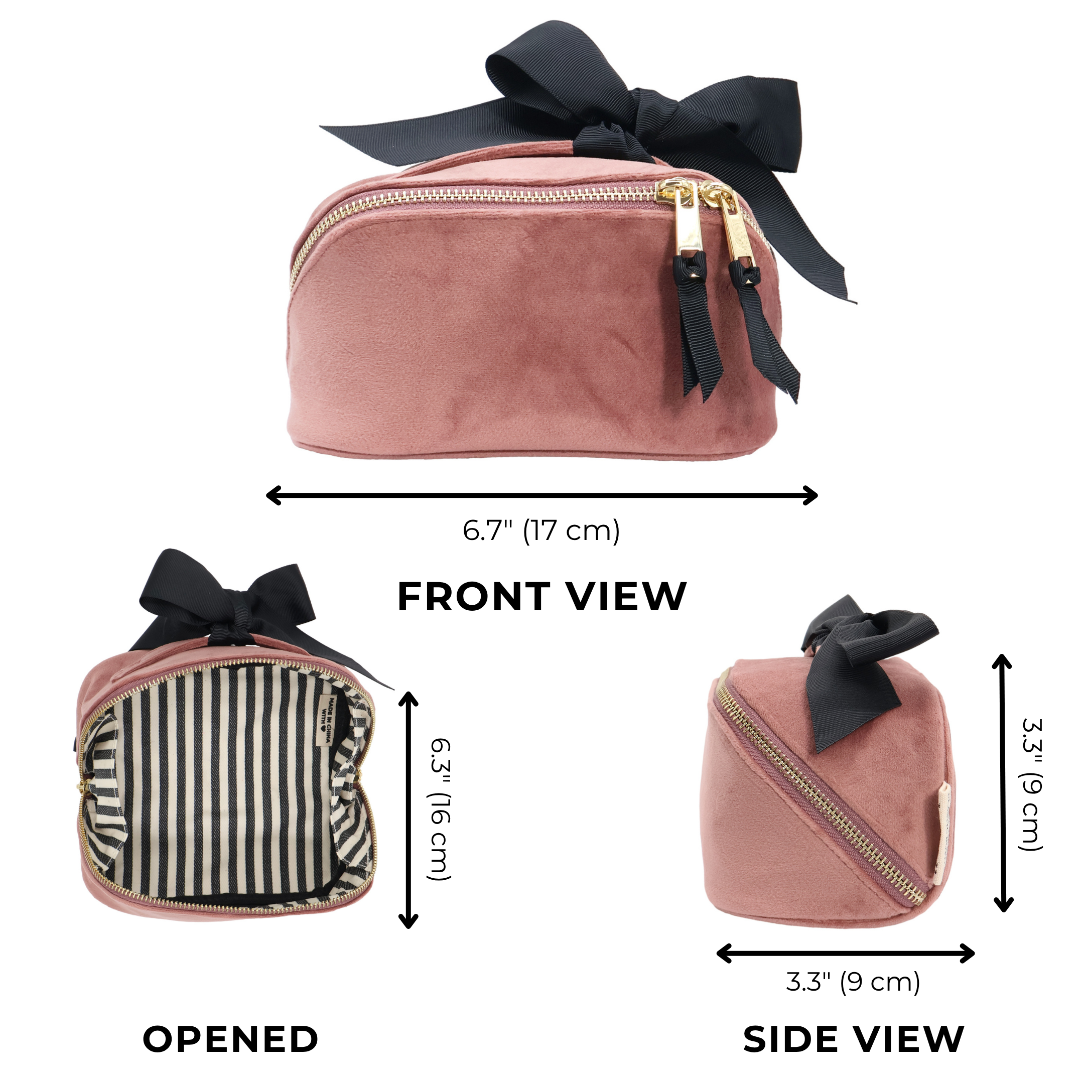 Kleine Akkordeon-Make-up-Tasche – Öko-Samt – Blush Rosa