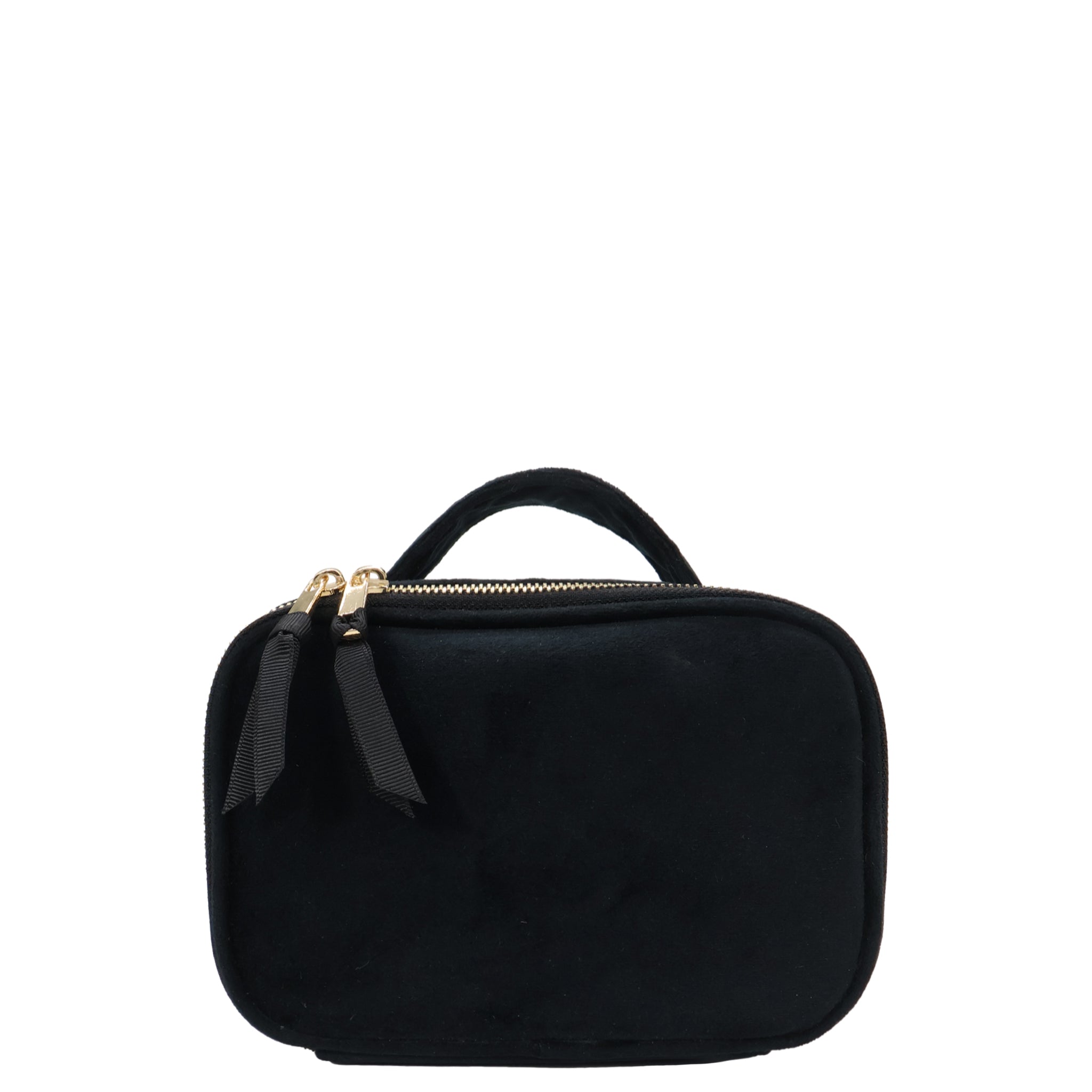 Small Beauty Box – Eco Velvet – Black by Bag-all, a stylish and compact velvet travel organizer designed for personalized beauty and essentials storage.