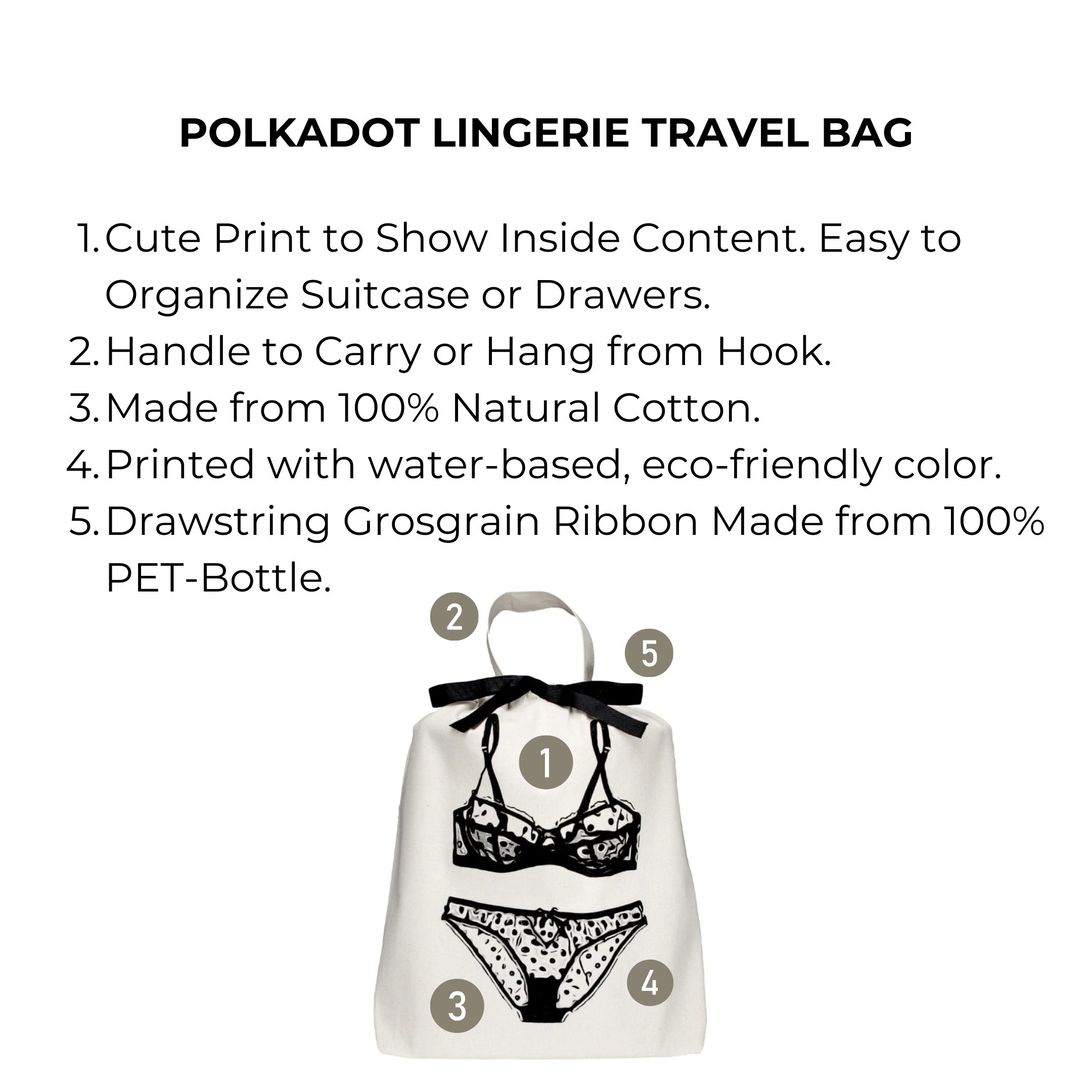 Polkadot Lingerie Travel Bag, Cream | Bag-all