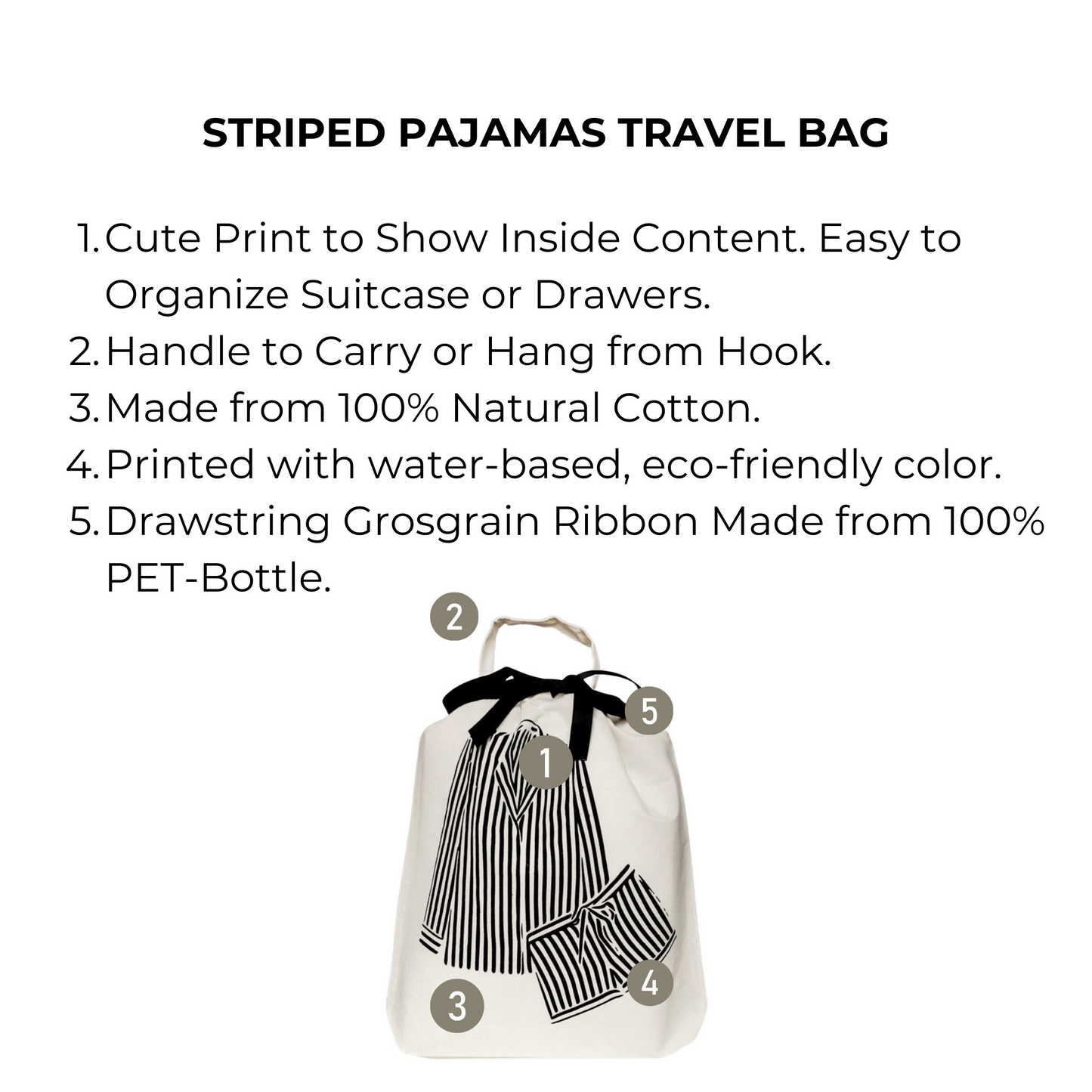 Striped Pajamas Travel Bag, Cream | Bag-all