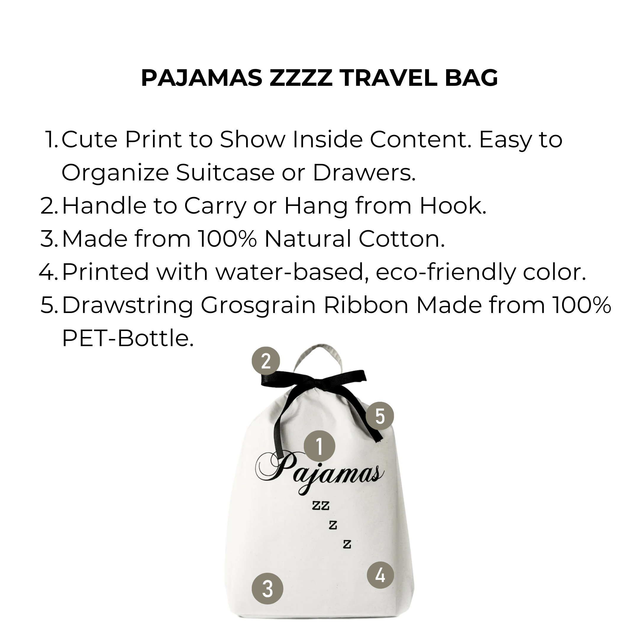 Pajamas Zzzz Travel Bag, Cream | Bag-all