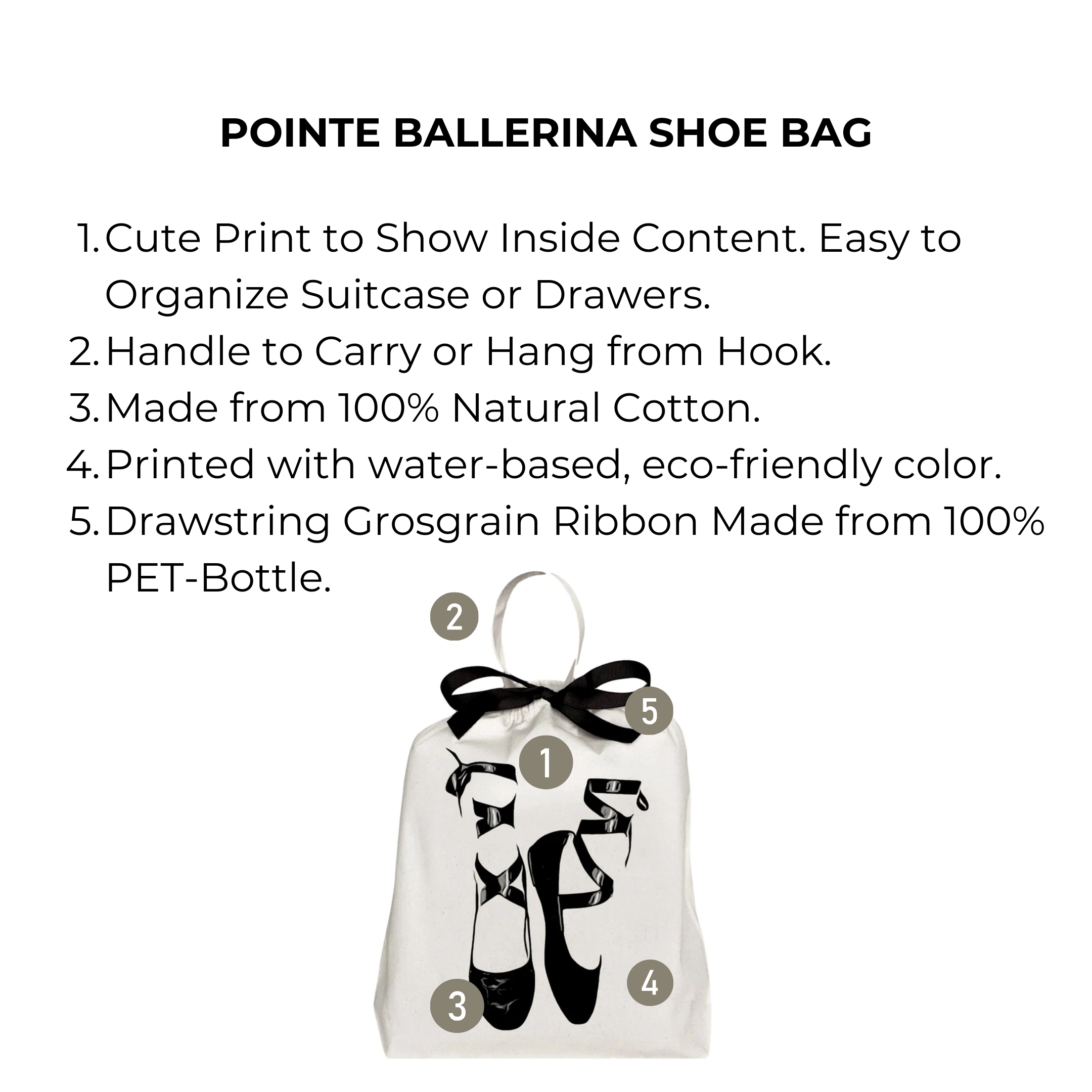 Pointe Ballerina Shoe Bag, Cream | Bag-all