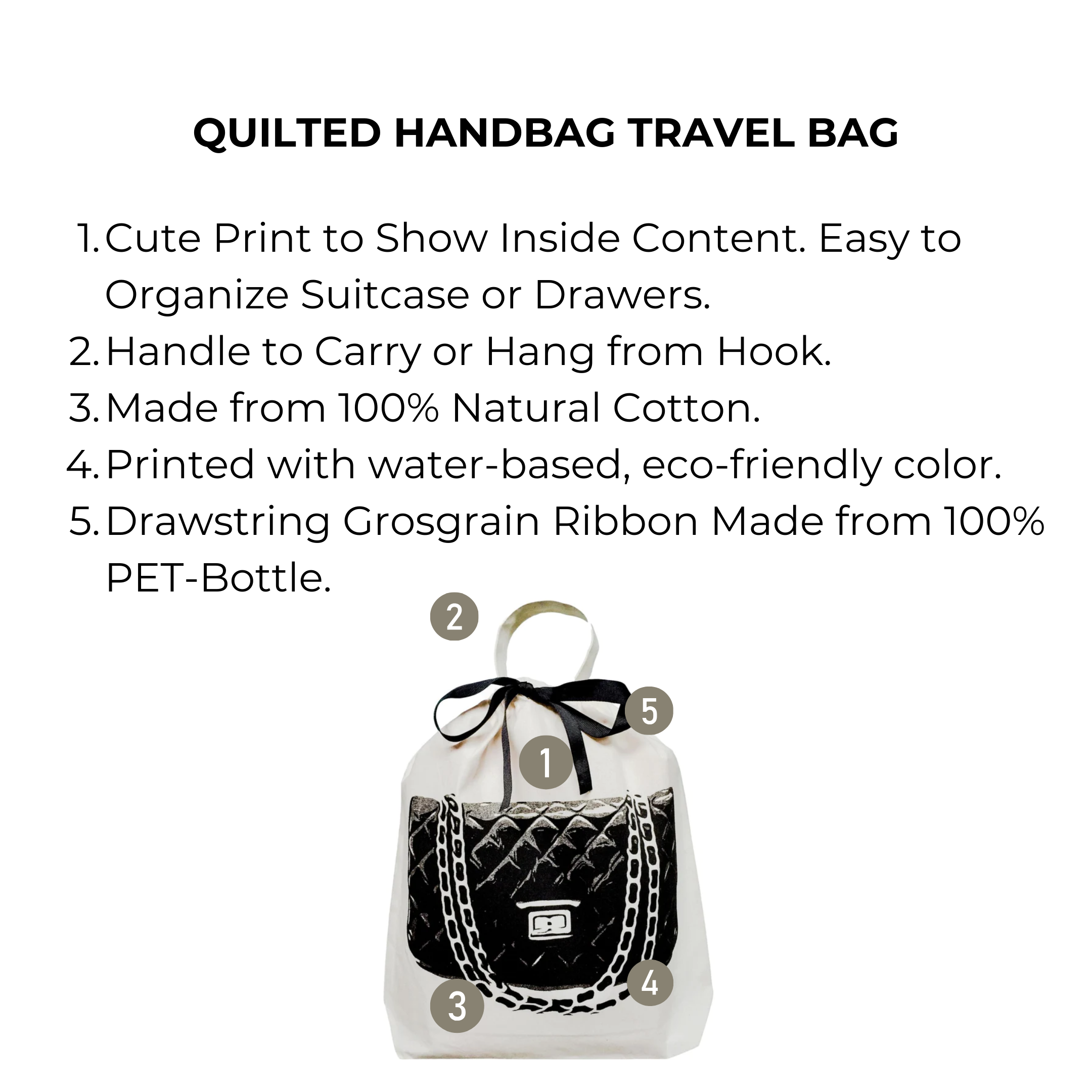 Quilted Handbag Travel Bag, Cream | Bag-all