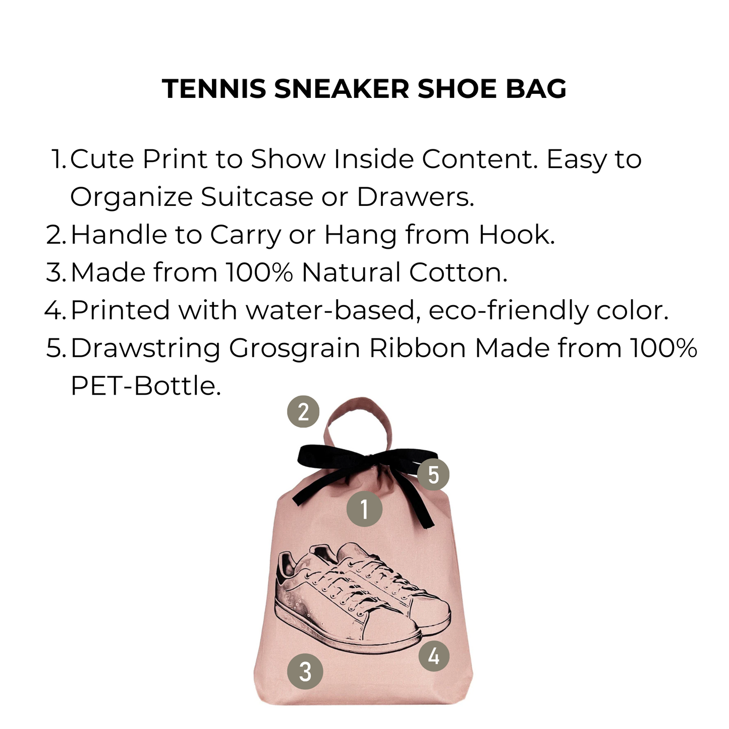 Tennis Sneaker Shoe Bag, Pink/Blush | Bag-all