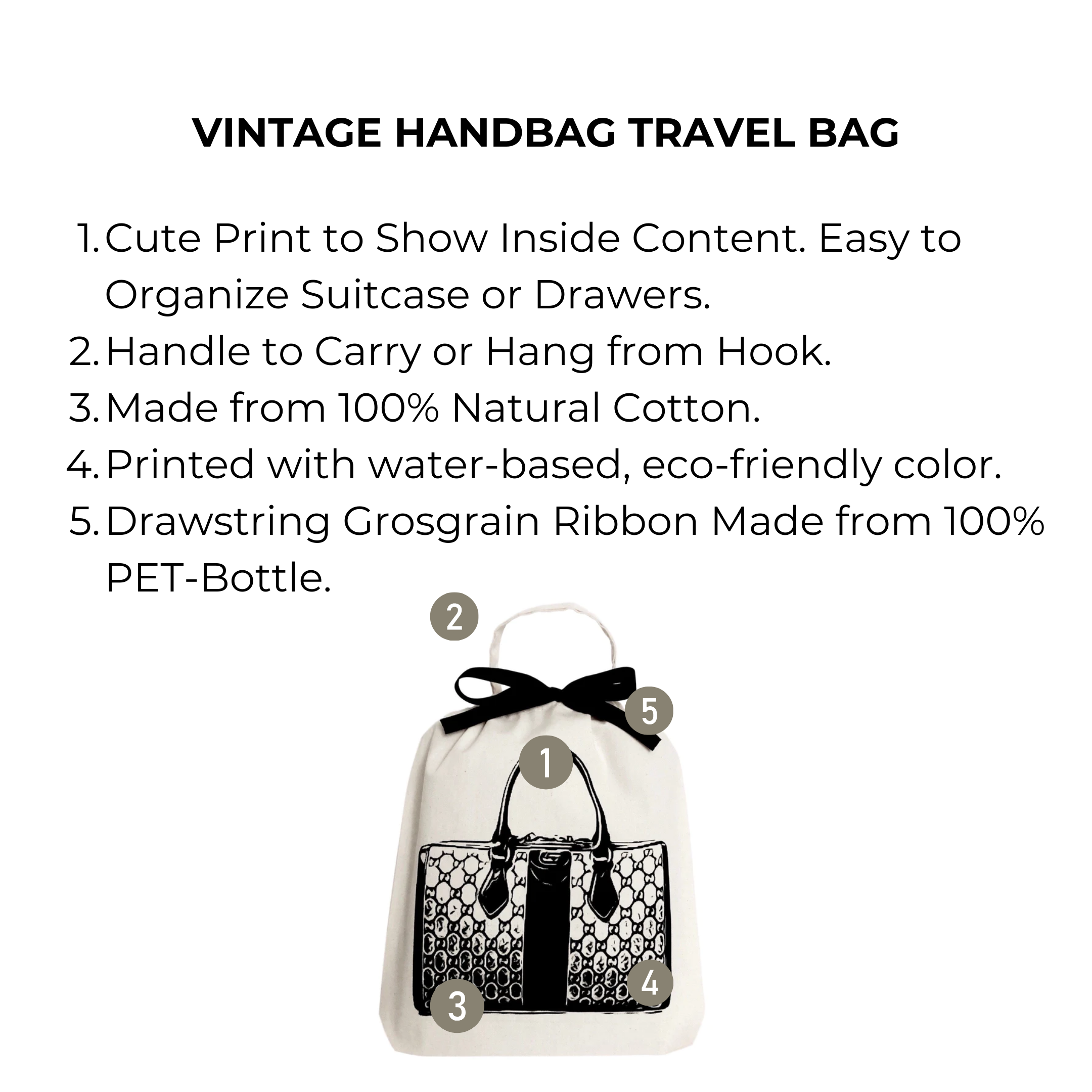 Vintage Handbag Travel Bag, Cream | Bag-all