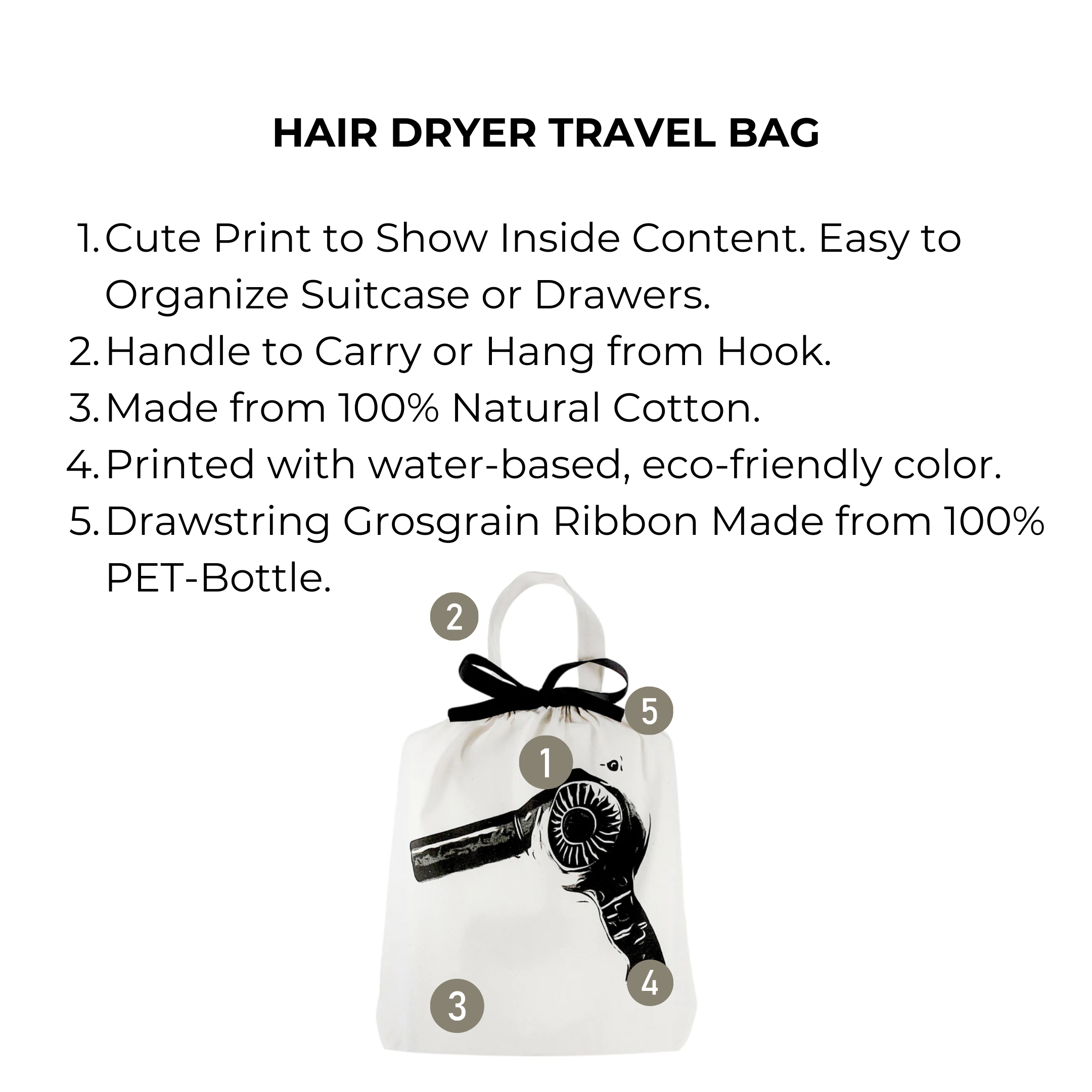 Hair Dryer Travel Bag, Cream | Bag-all