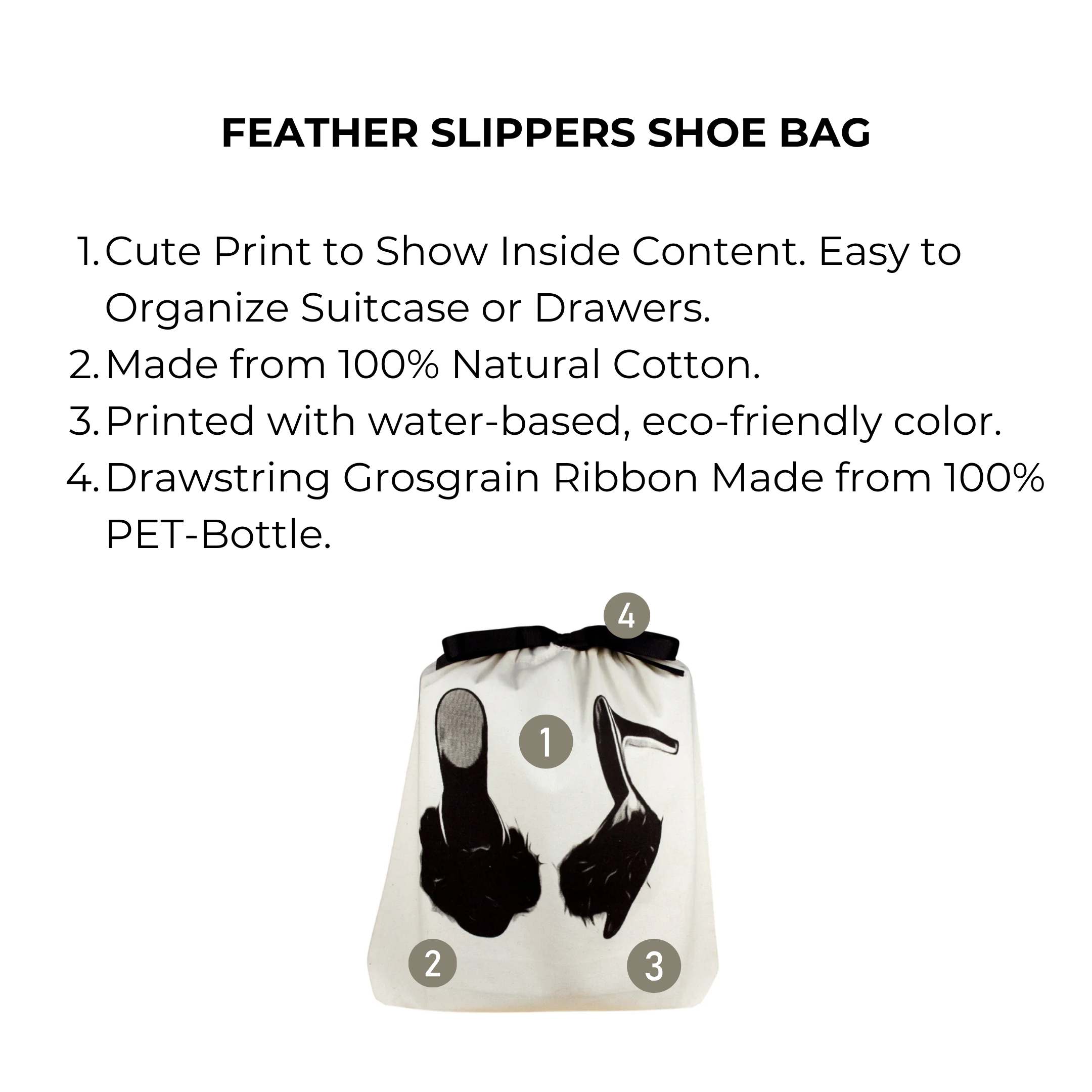 Feather Slippers Shoe Bag, Cream | Bag-all