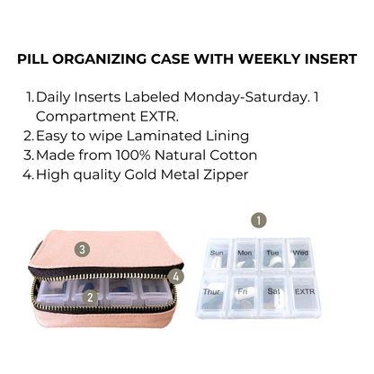 Pill Organizing Case with Weekly Insert, Pink/Blush | Bag-all