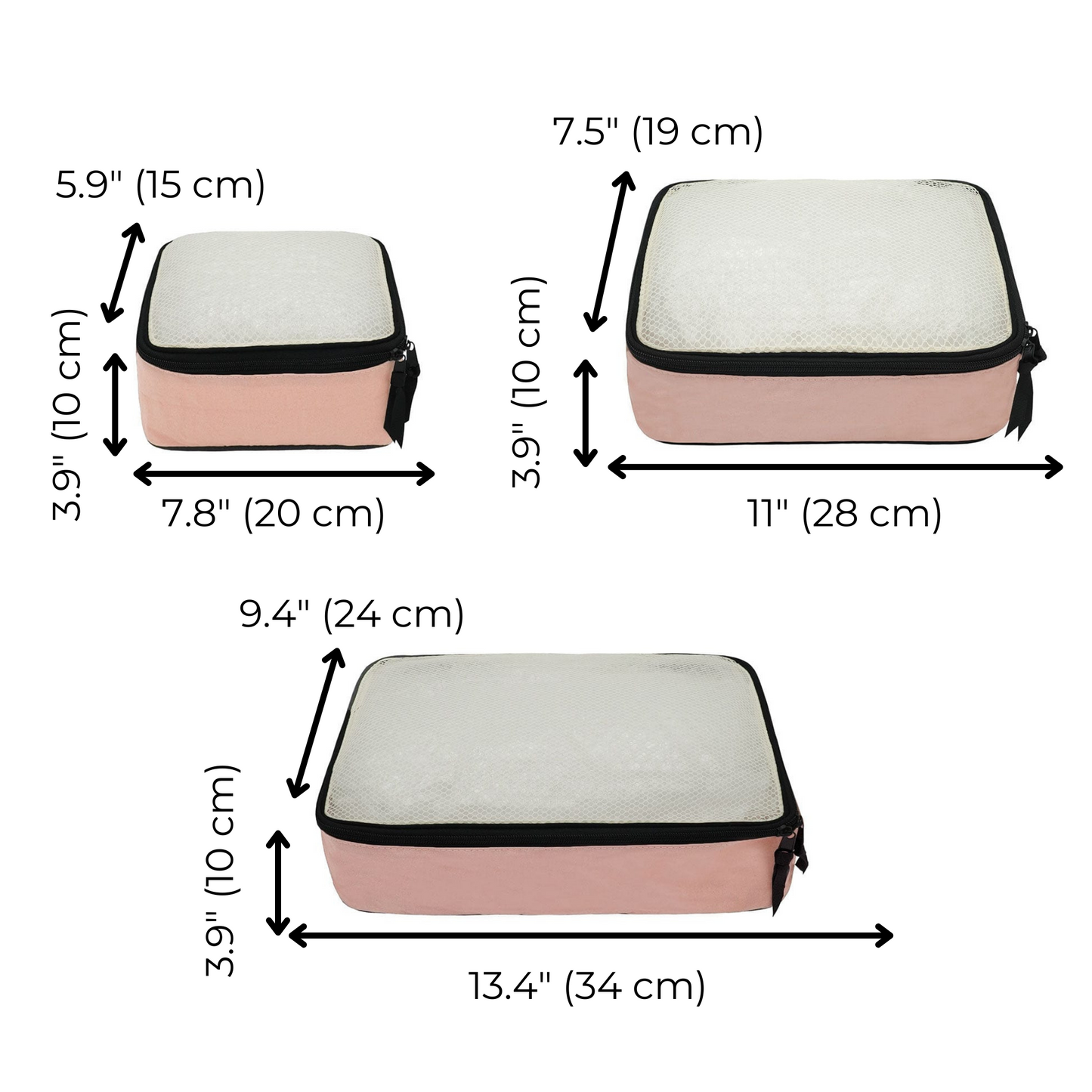 Cotton Packing Cubes, 3-pack Pink/Blush | Bag-all